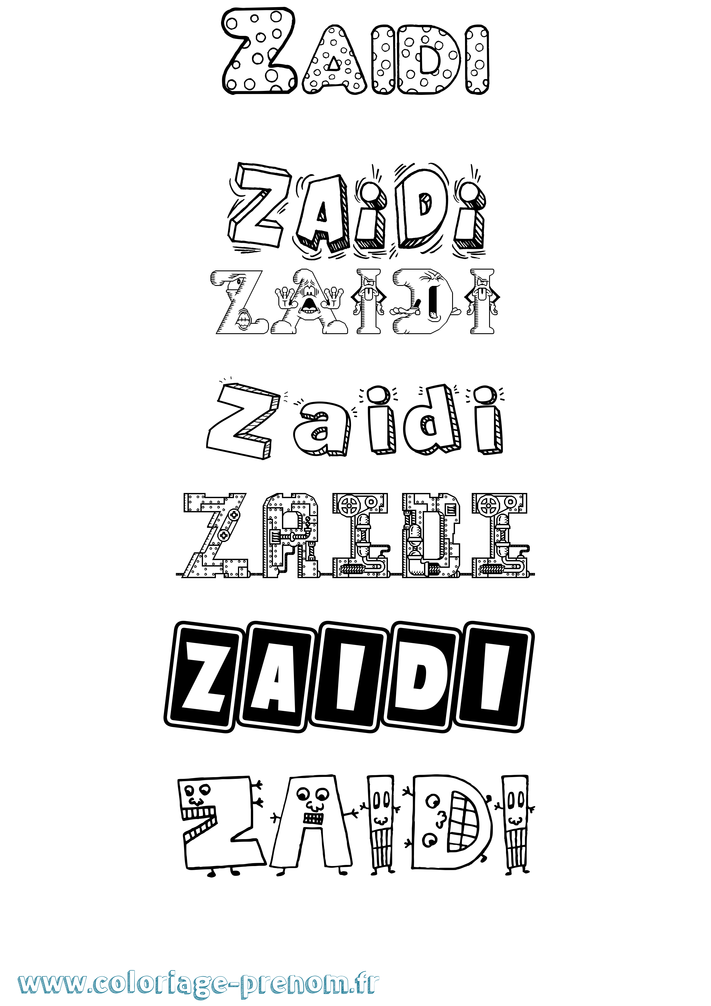 Coloriage Zaidi Fun Coloriage prénom Zaidi Fun