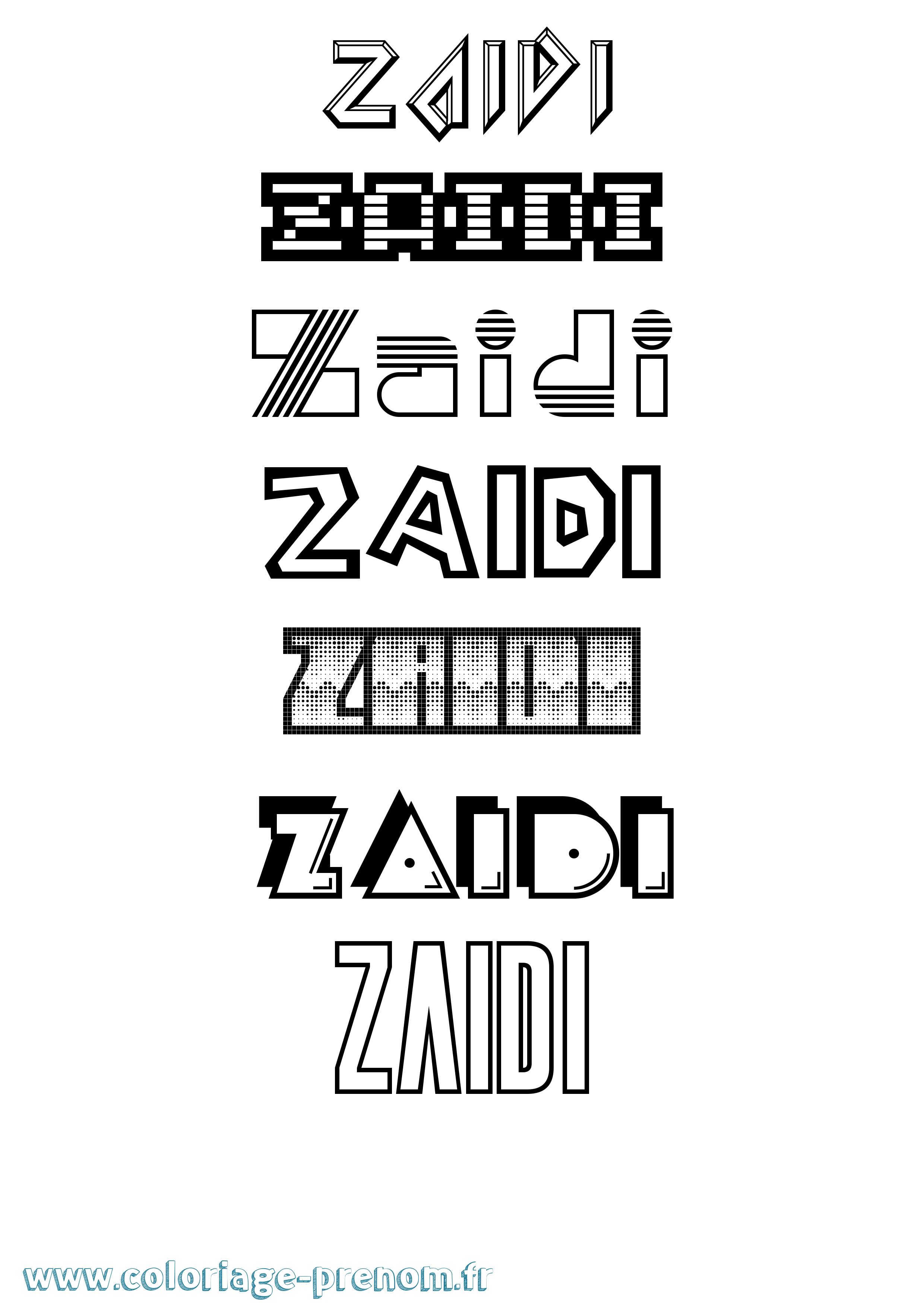 Coloriage Zaidi Jeux Vidéos Coloriage prénom Zaidi Jeux Vidéos