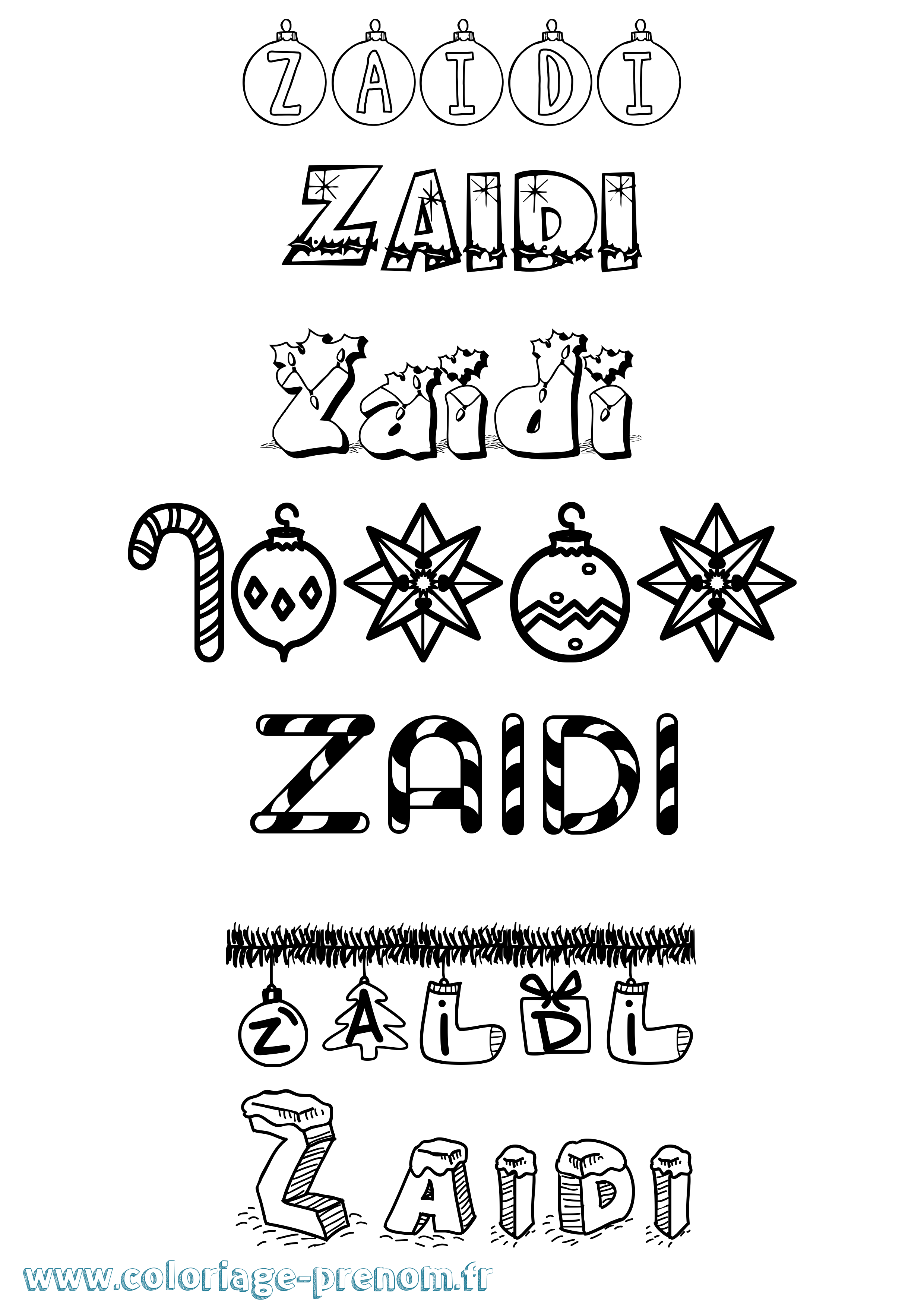 Coloriage Zaidi Noël Coloriage prénom Zaidi Noël