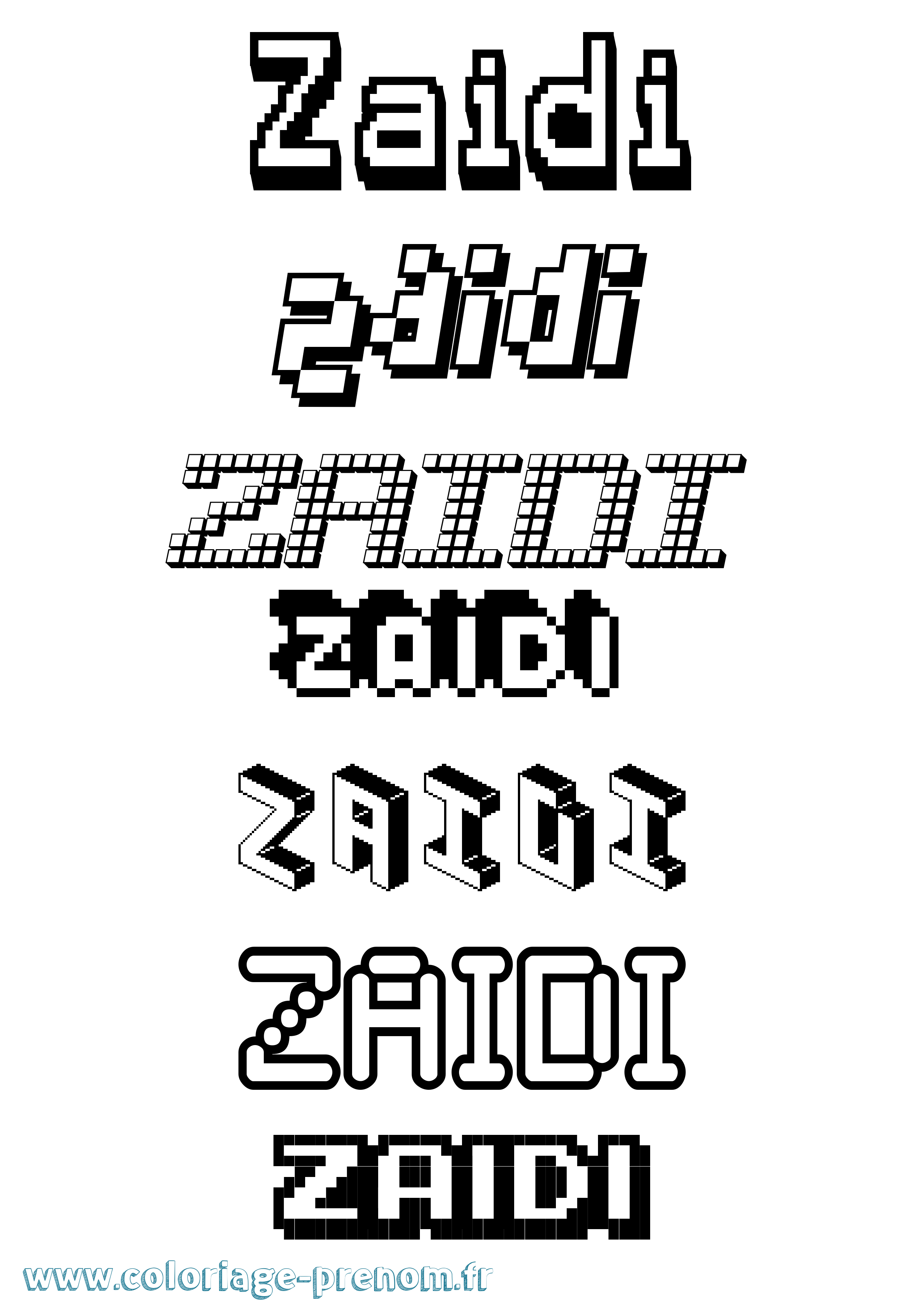 Coloriage Zaidi Pixel Coloriage prénom Zaidi Pixel
