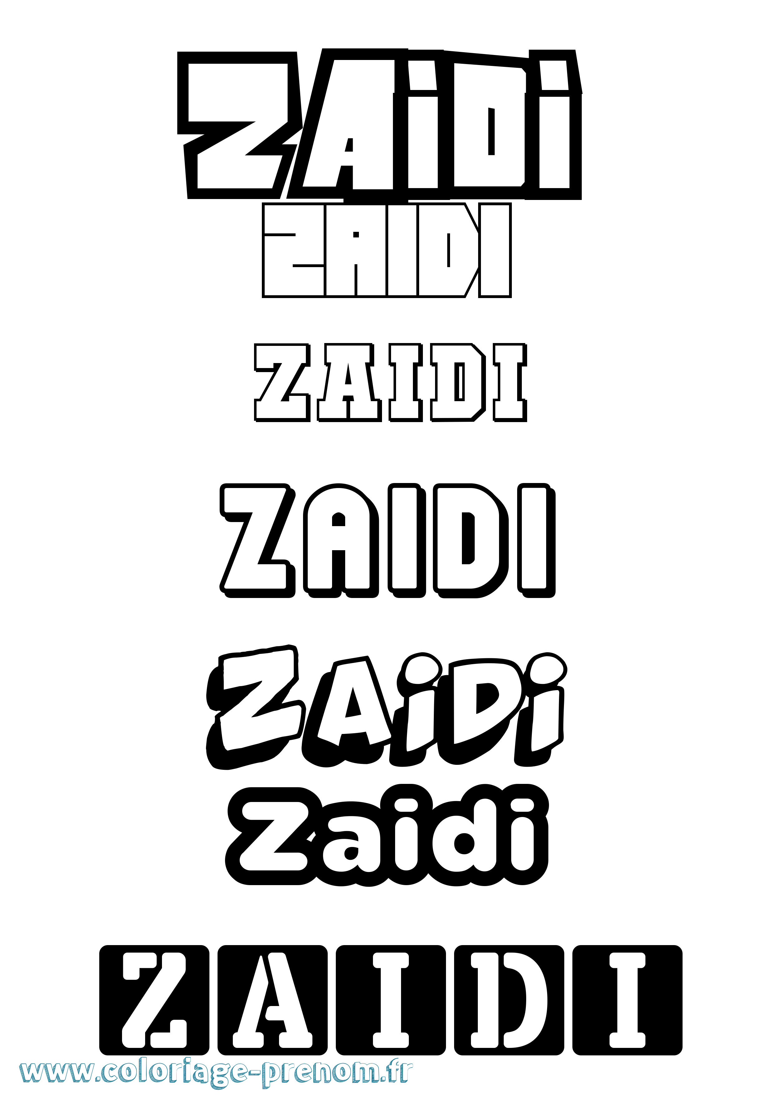 Coloriage Zaidi Simple Coloriage prénom Zaidi Simple