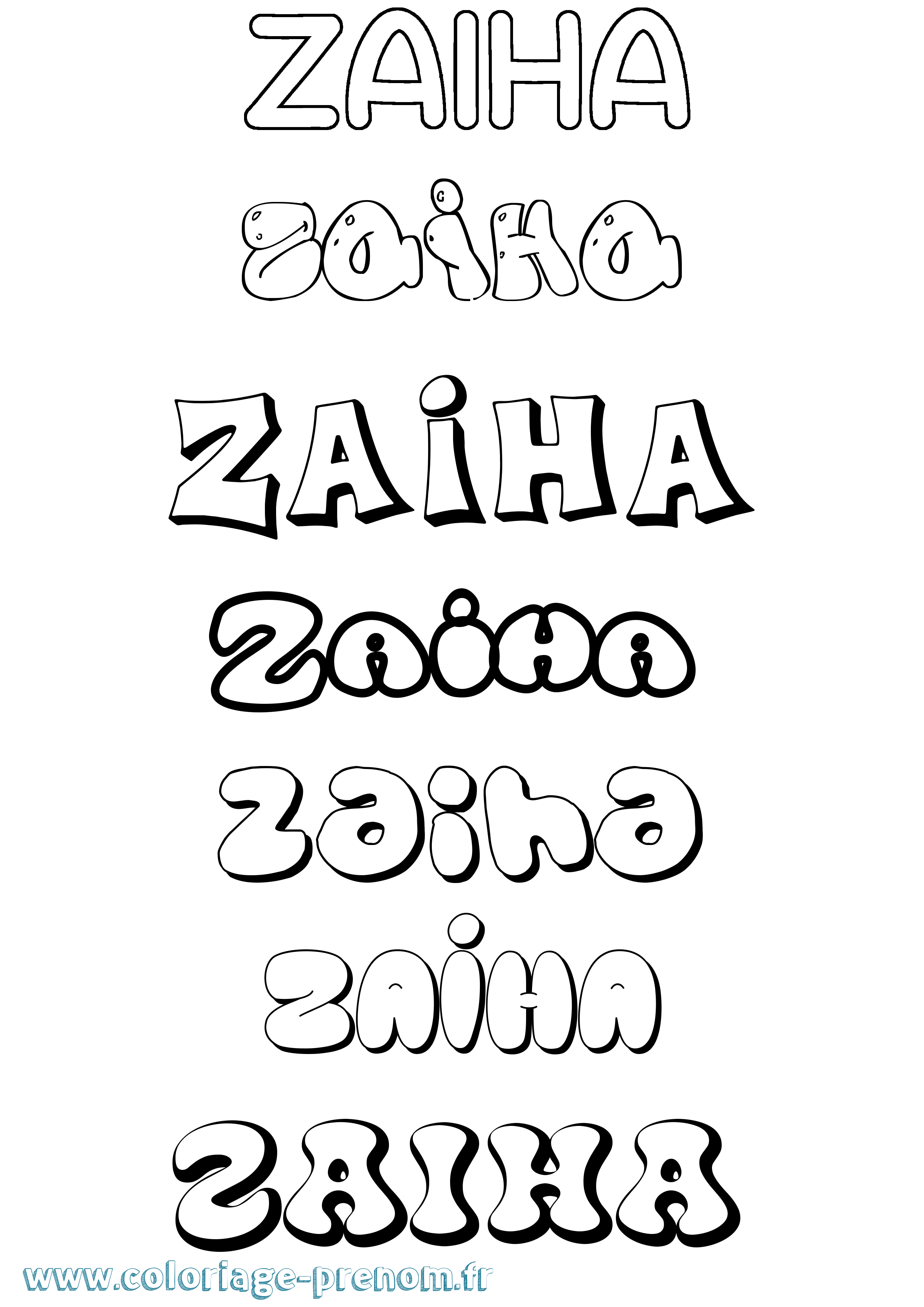 Coloriage Zaiha Bubble Coloriage prénom Zaiha Bubble