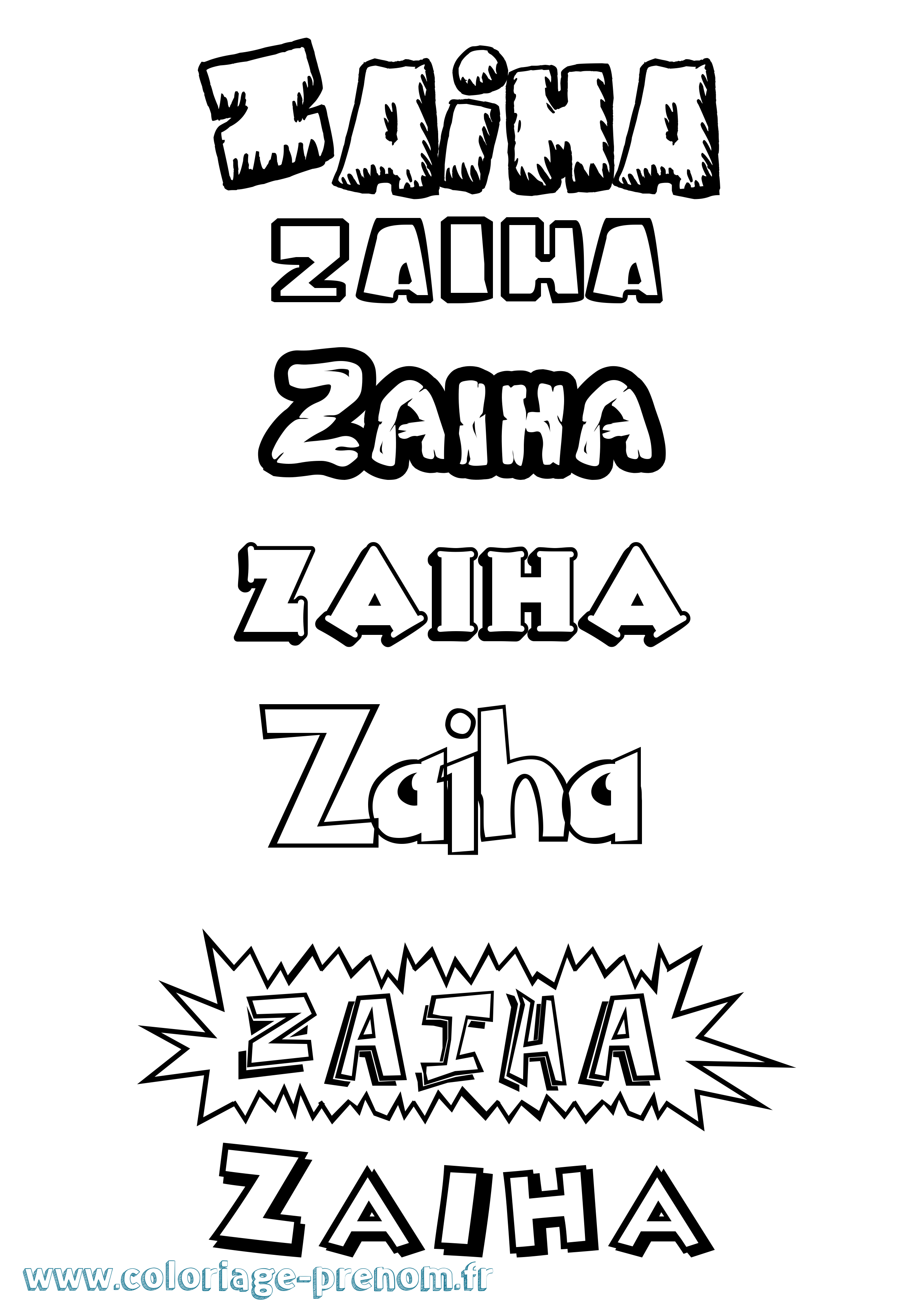 Coloriage Zaiha Dessin Animé Coloriage prénom Zaiha Dessin Animé