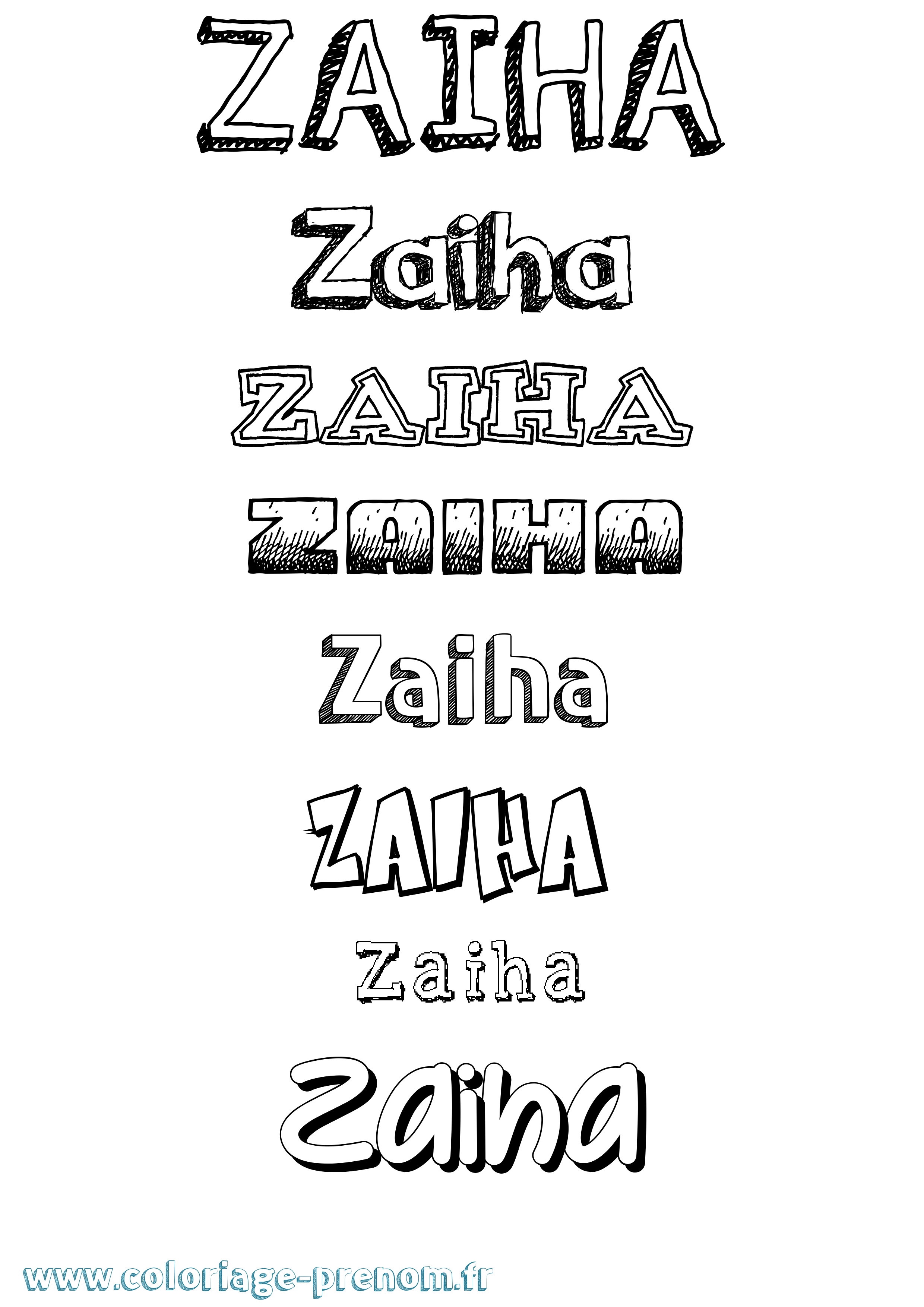 Coloriage Zaiha Dessiné Coloriage prénom Zaiha Dessiné
