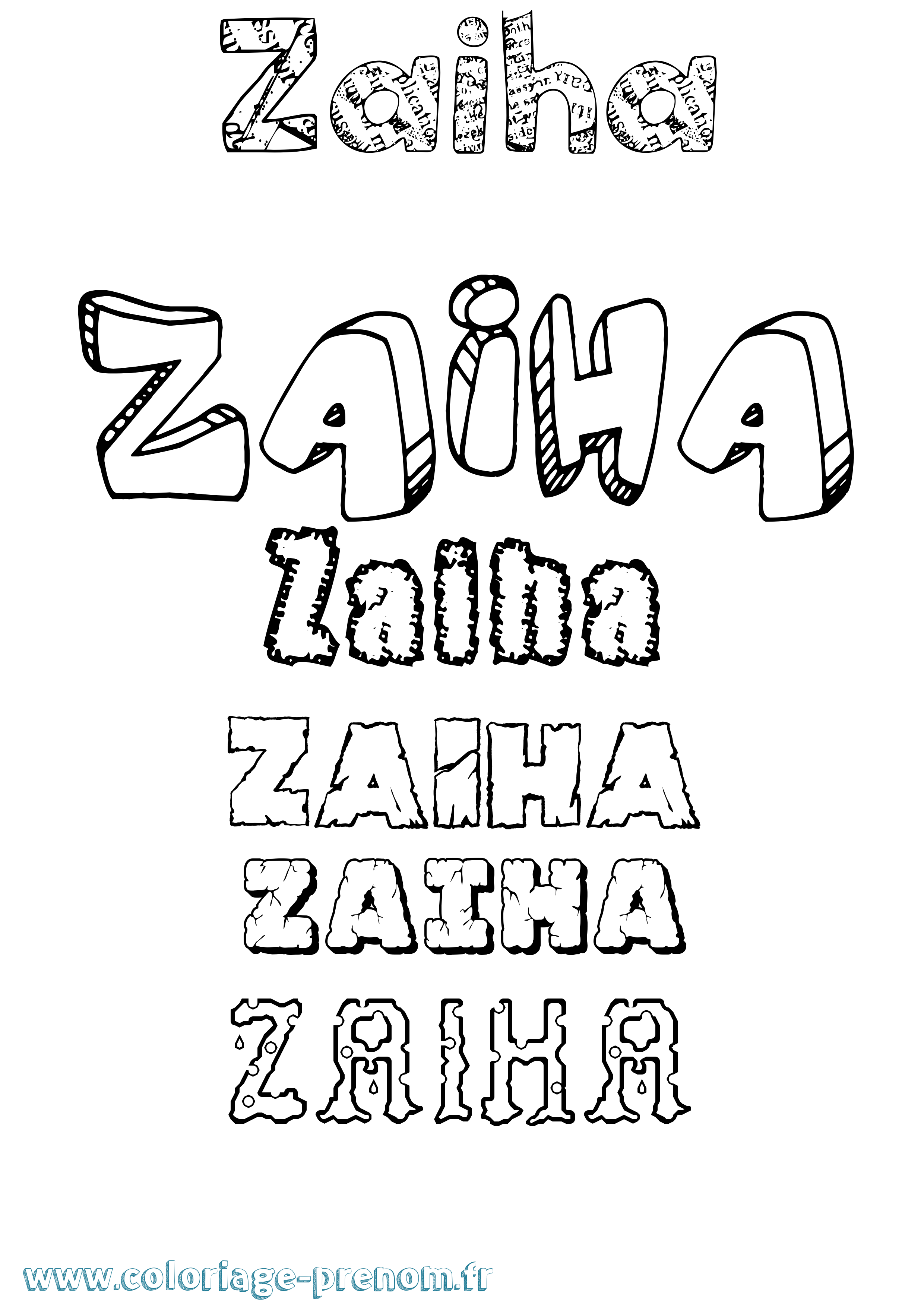 Coloriage Zaiha Destructuré Coloriage prénom Zaiha Destructuré