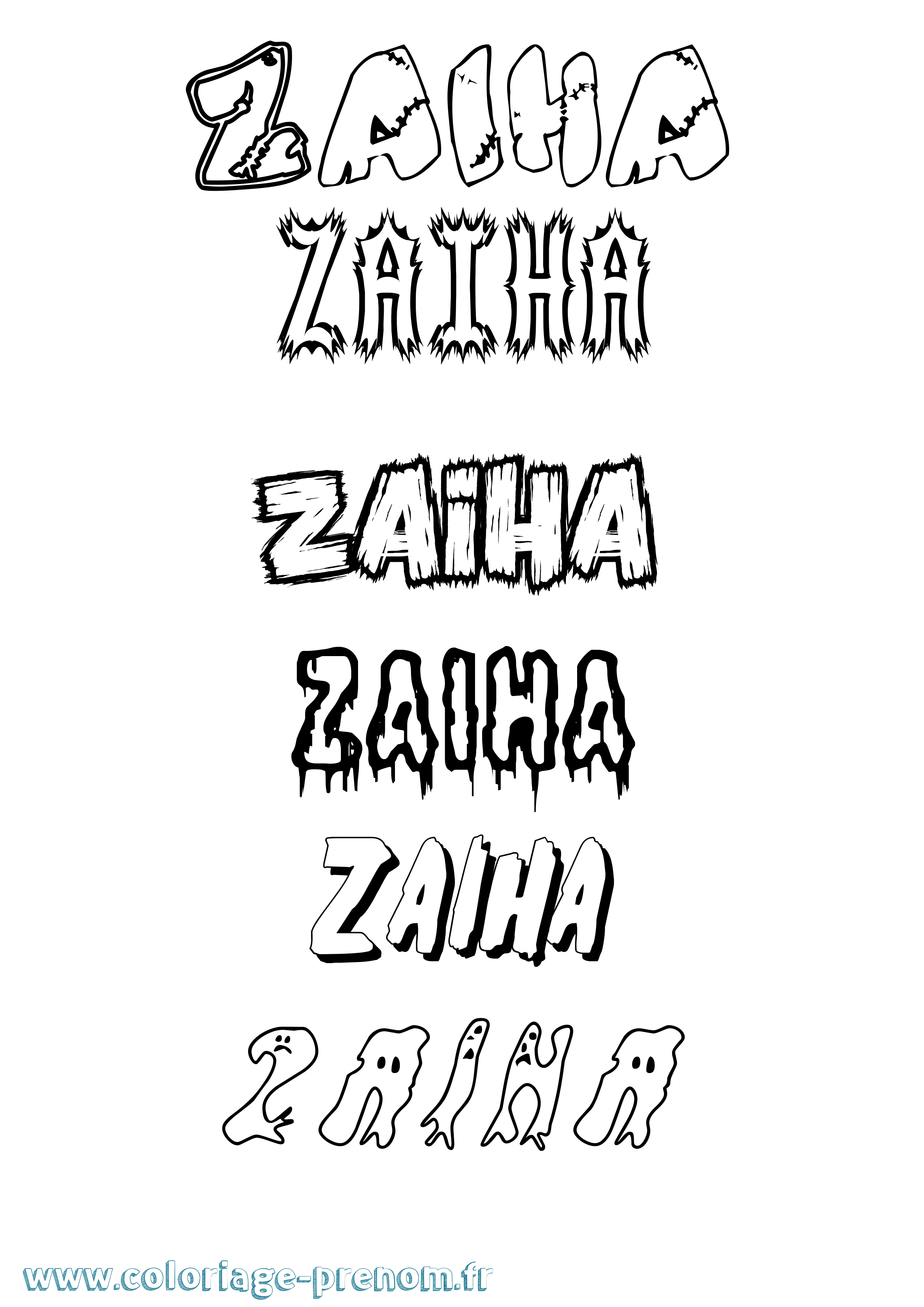 Coloriage Zaiha Frisson Coloriage prénom Zaiha Frisson