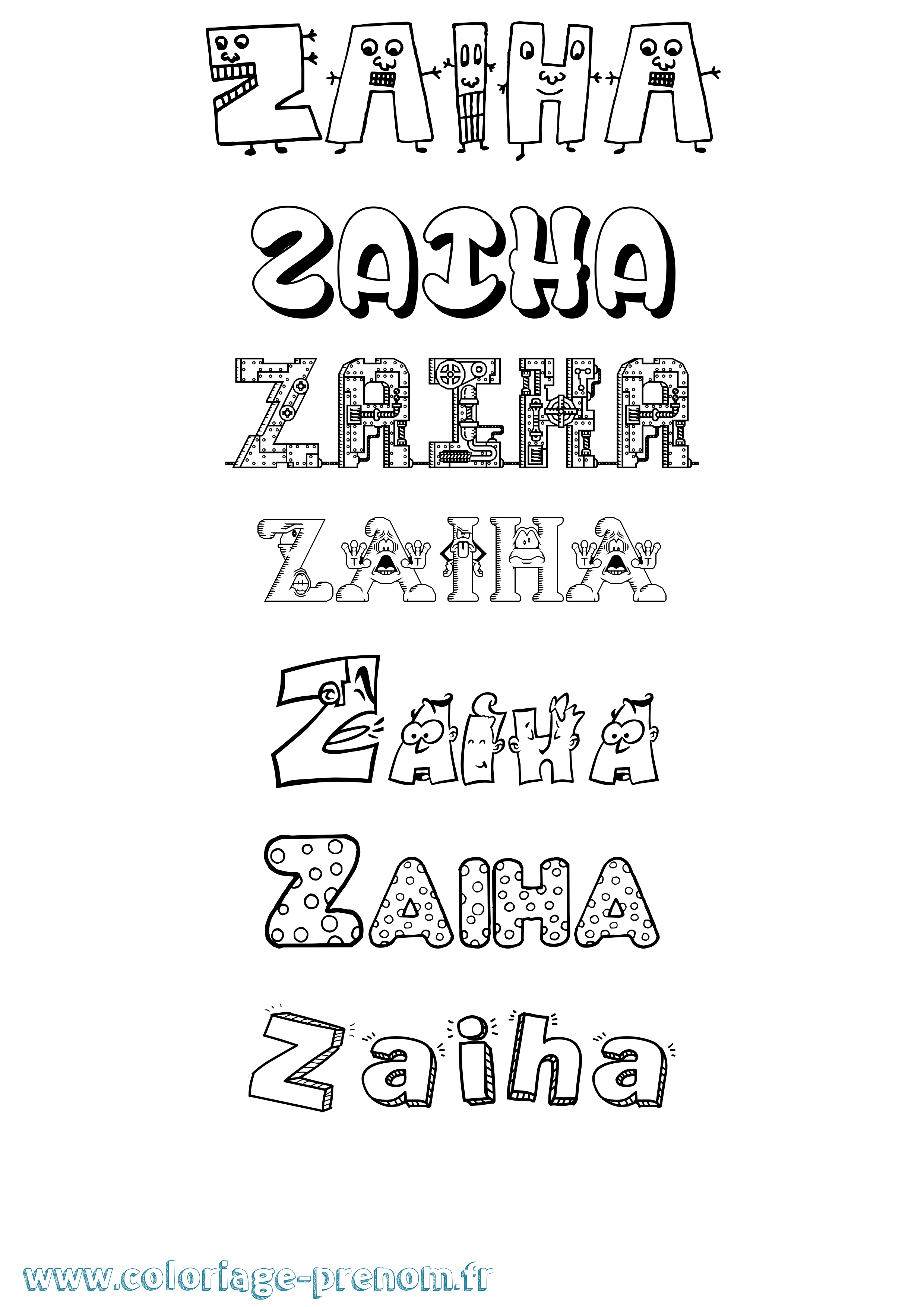 Coloriage Zaiha Fun Coloriage prénom Zaiha Fun