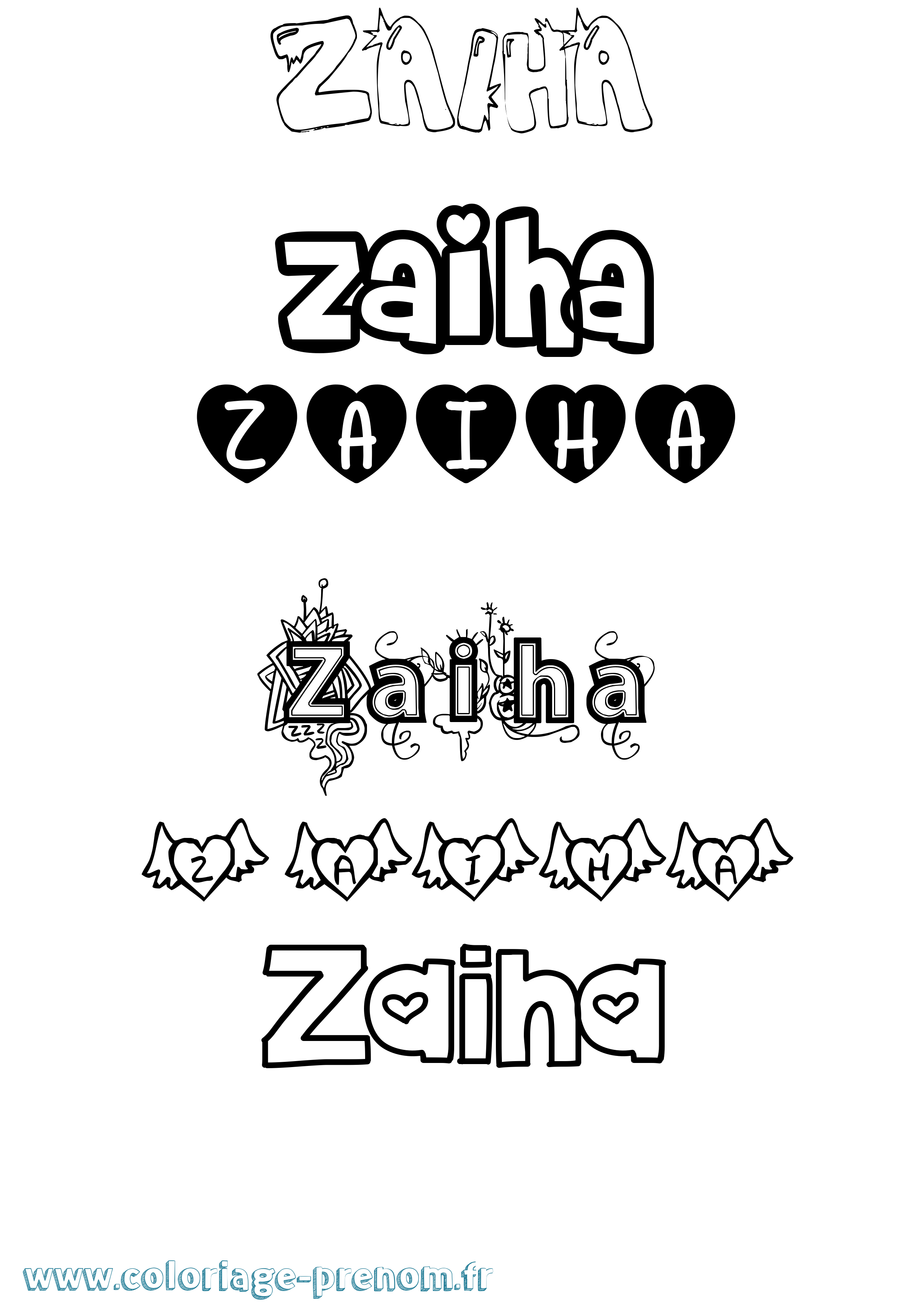 Coloriage Zaiha Girly Coloriage prénom Zaiha Girly