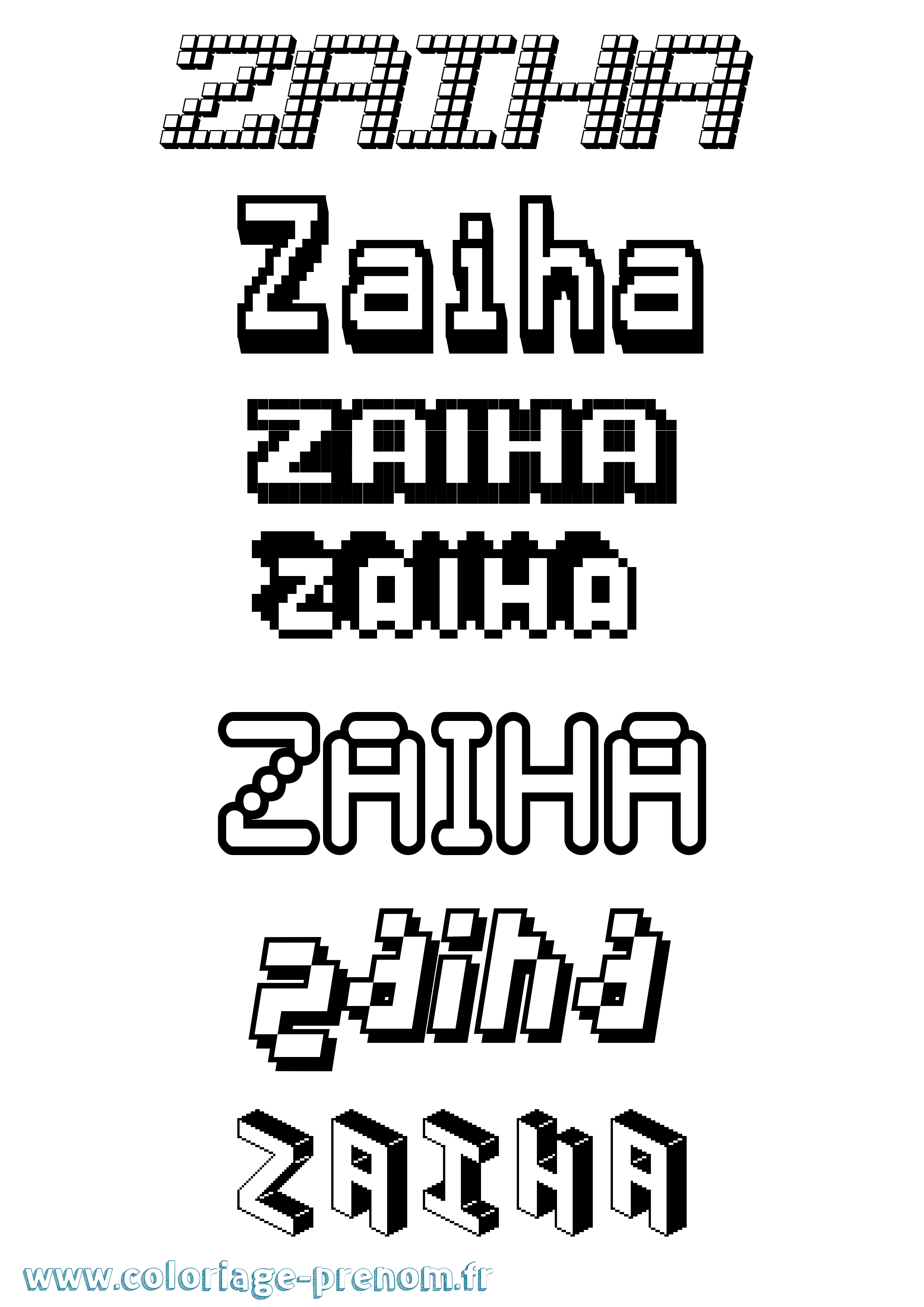 Coloriage Zaiha Pixel Coloriage prénom Zaiha Pixel