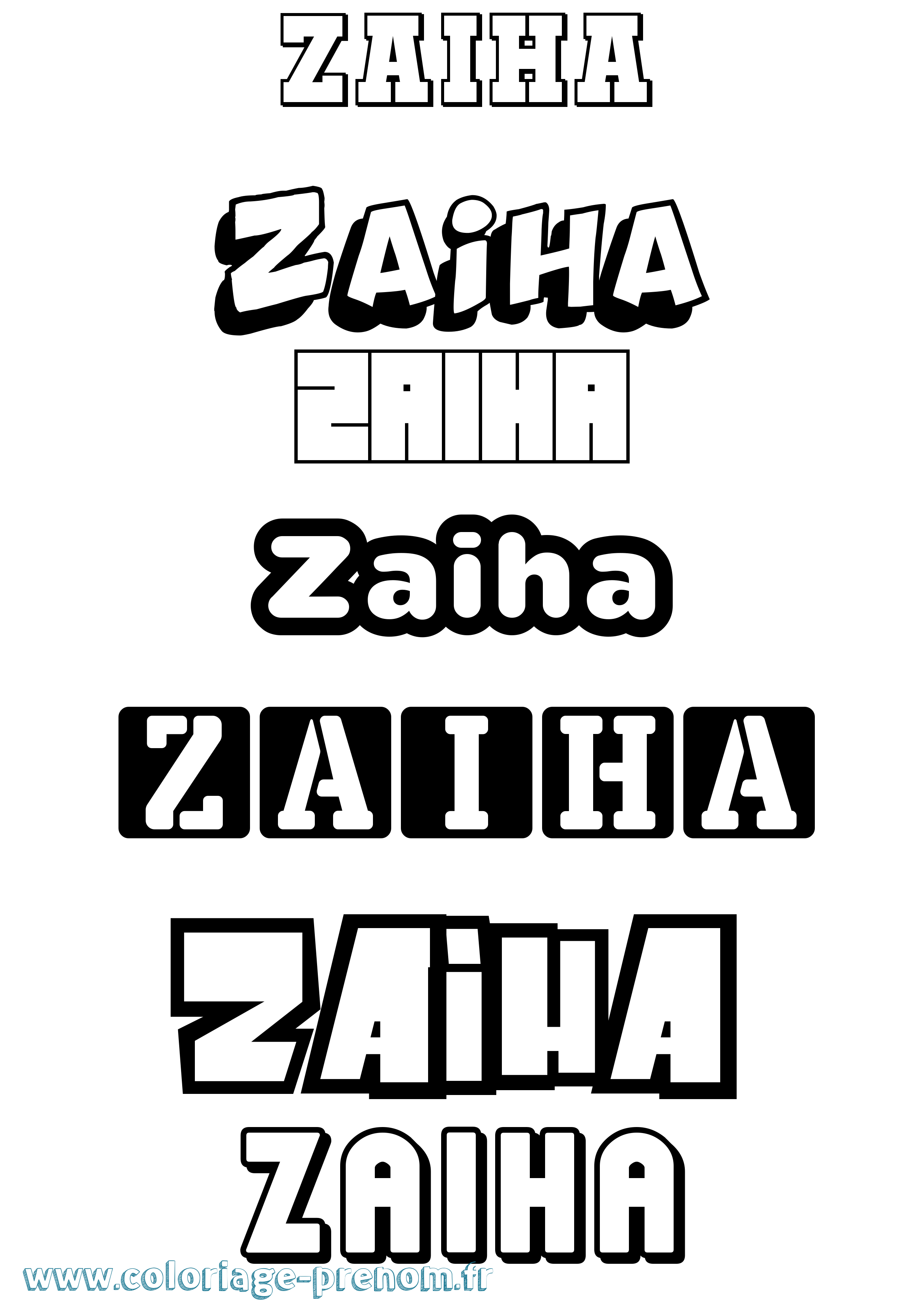 Coloriage Zaiha Simple Coloriage prénom Zaiha Simple