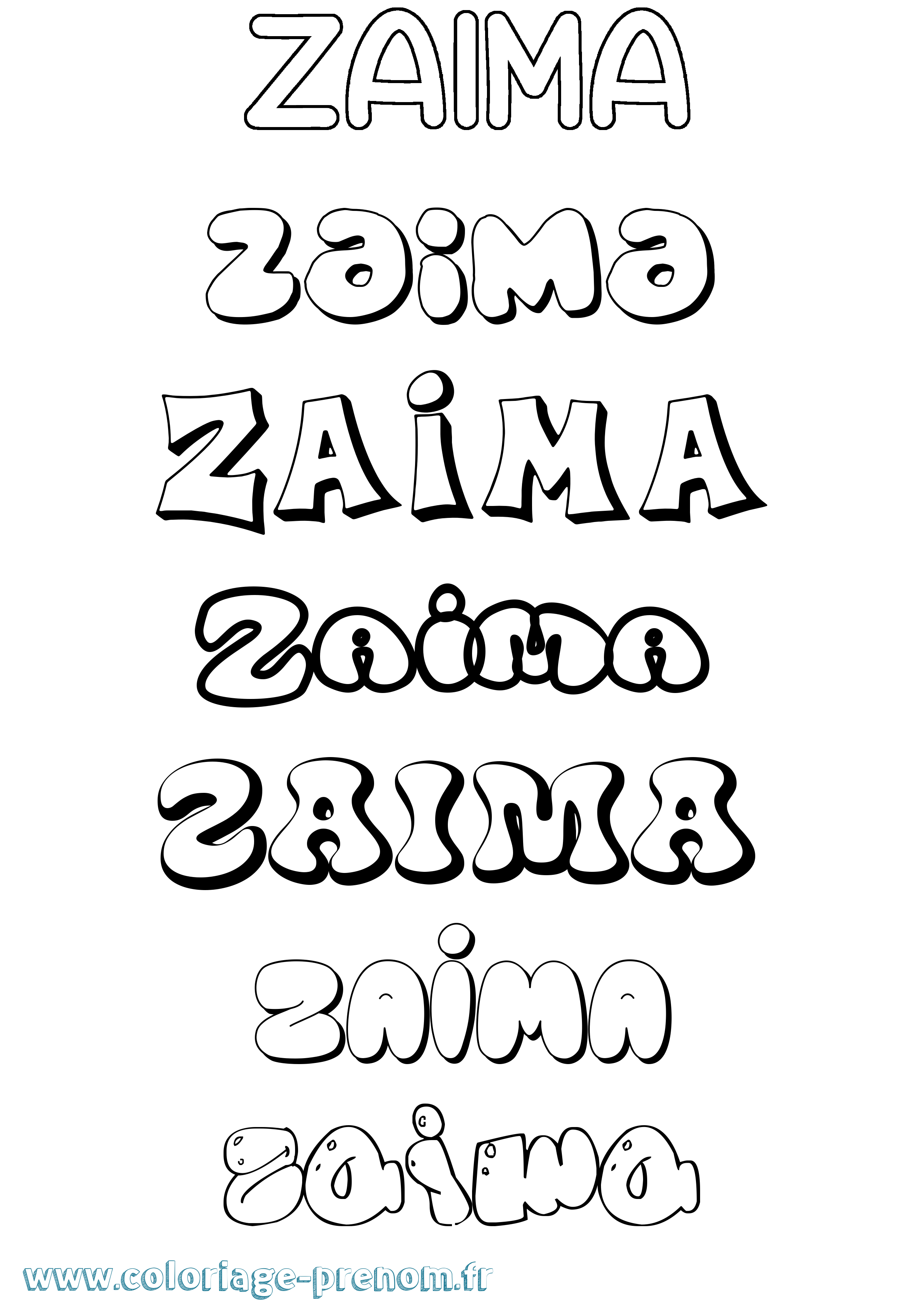 Coloriage Zaima Bubble Coloriage prénom Zaima Bubble