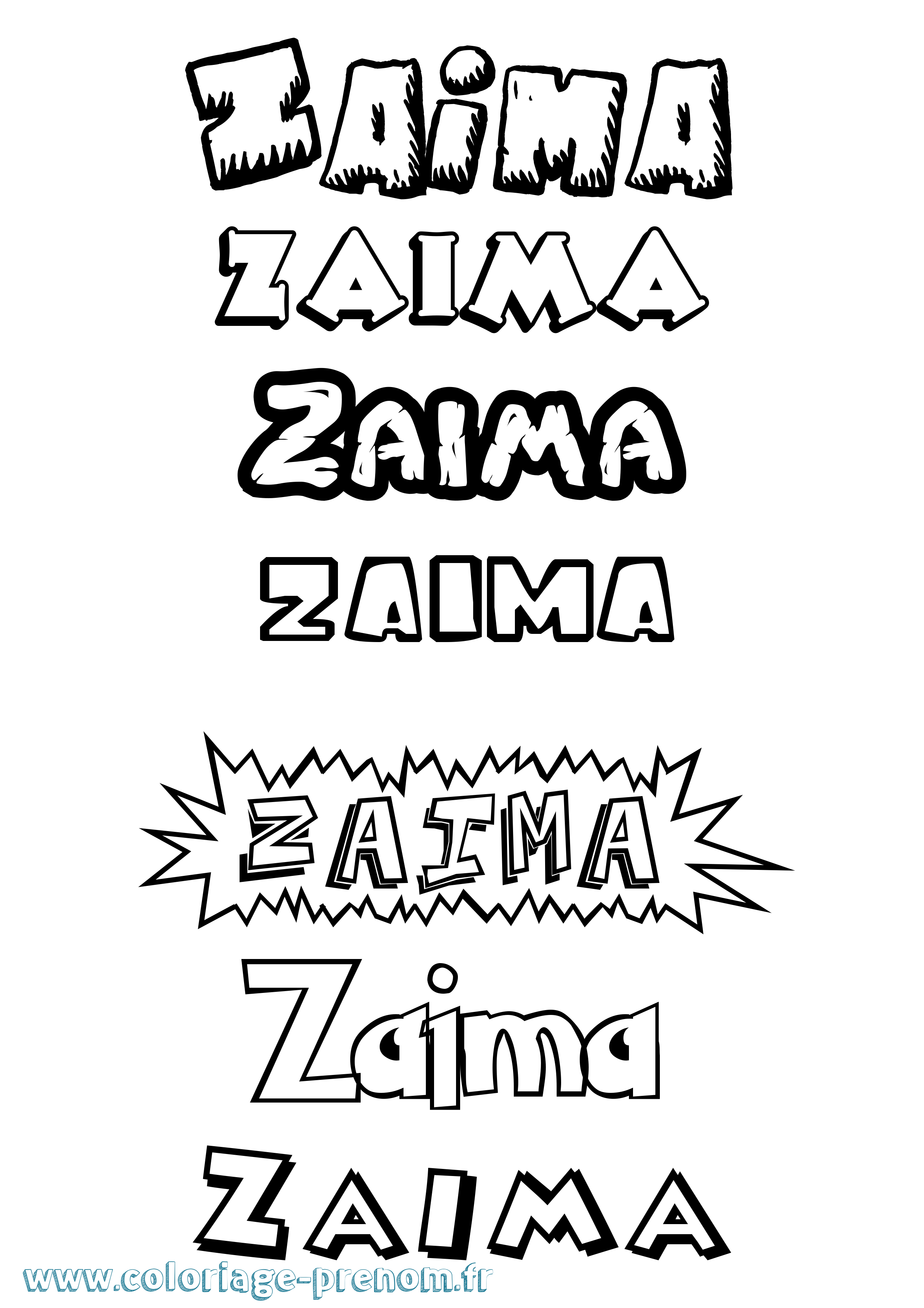 Coloriage Zaima Dessin Animé Coloriage prénom Zaima Dessin Animé