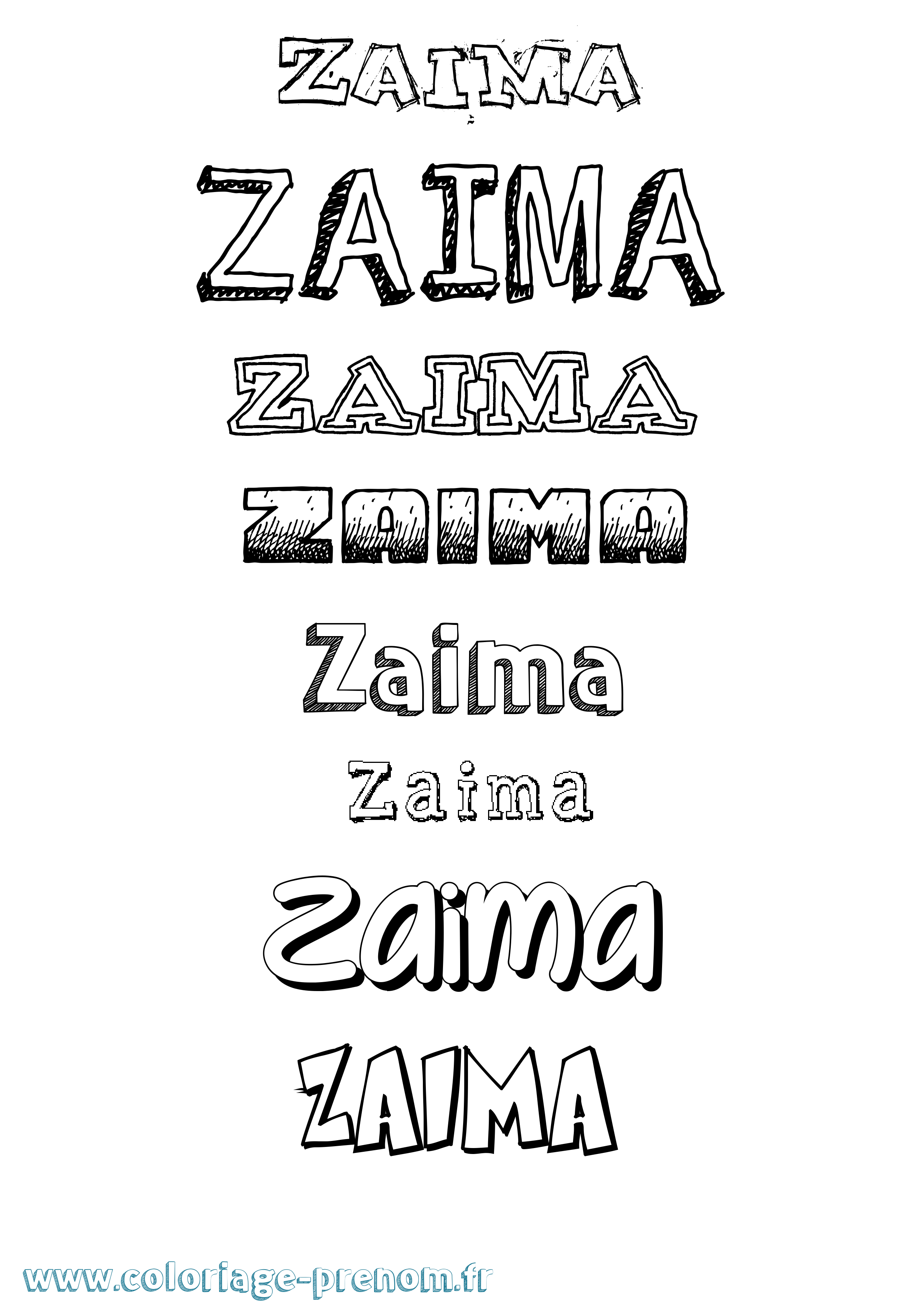 Coloriage Zaima Dessiné Coloriage prénom Zaima Dessiné