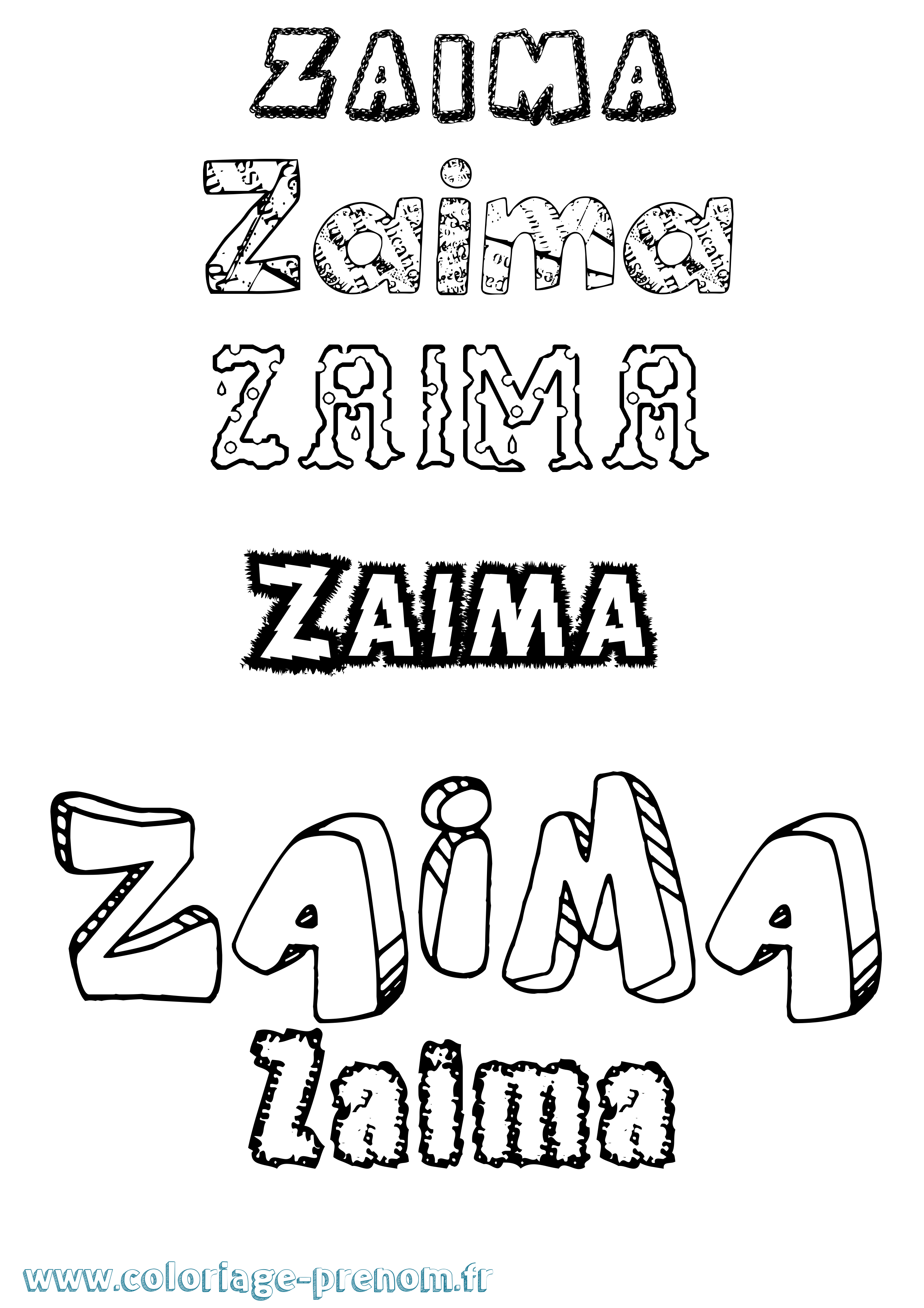 Coloriage Zaima Destructuré Coloriage prénom Zaima Destructuré