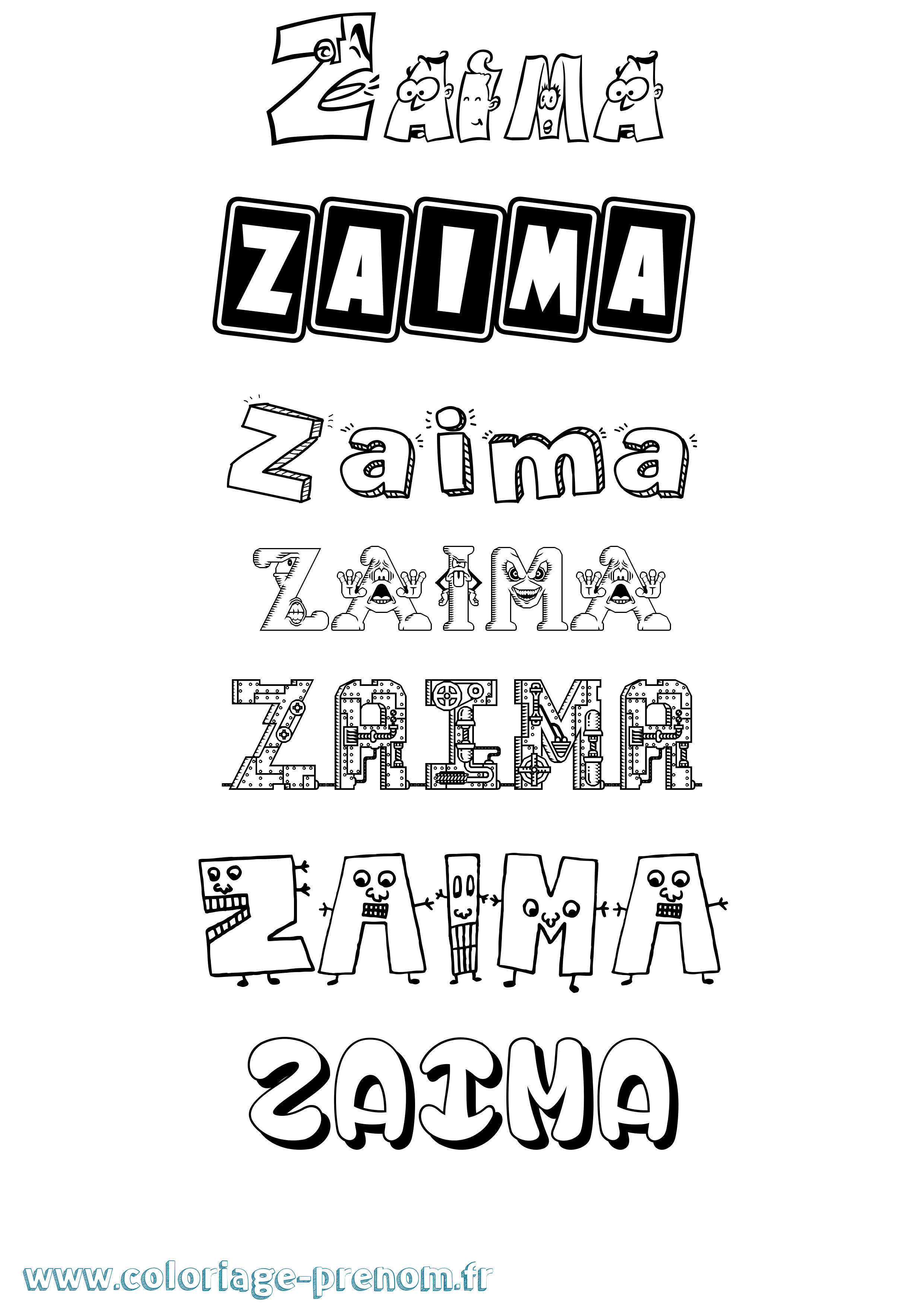 Coloriage Zaima Fun Coloriage prénom Zaima Fun