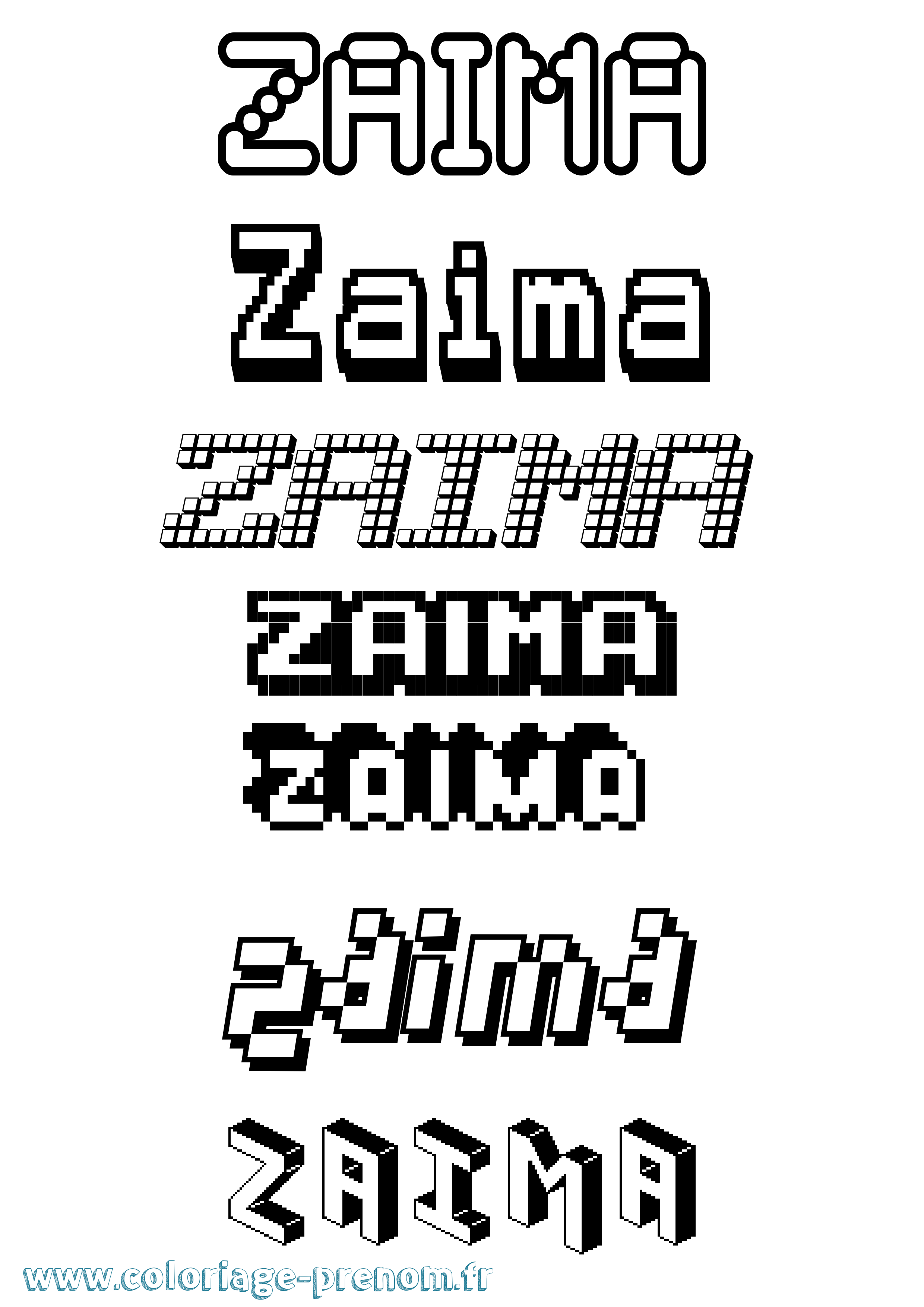 Coloriage Zaima Pixel Coloriage prénom Zaima Pixel