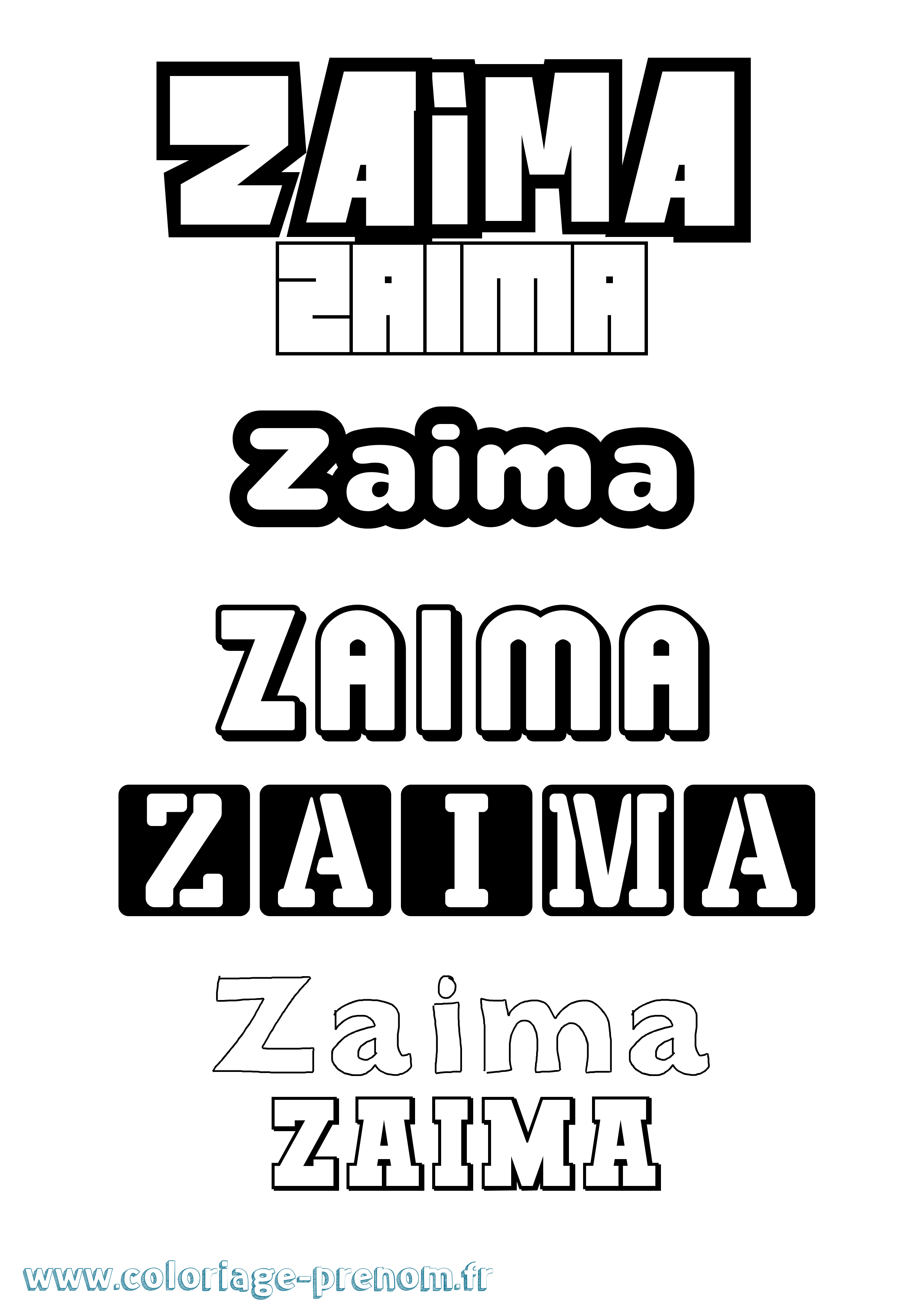 Coloriage Zaima Simple Coloriage prénom Zaima Simple