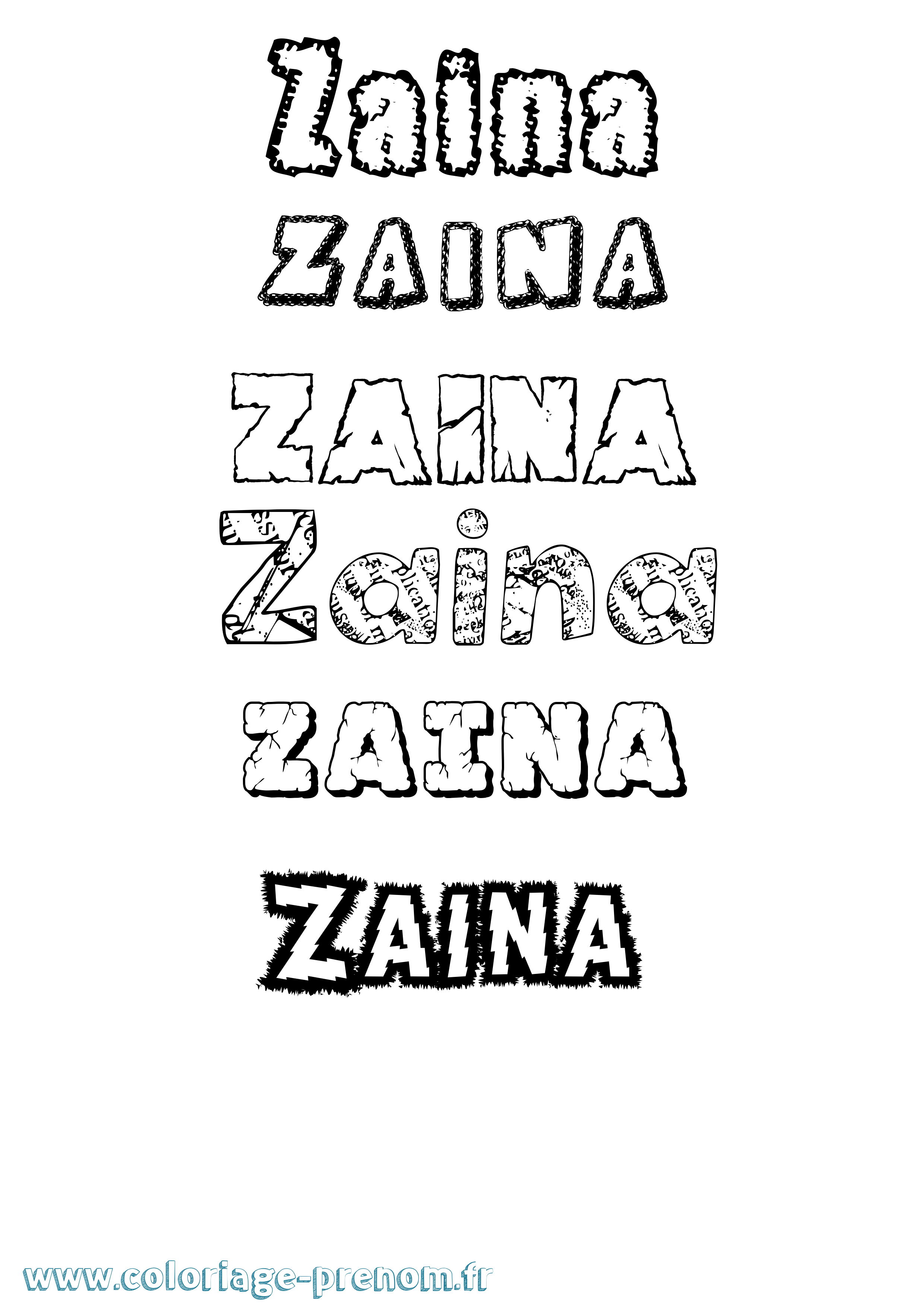 Coloriage prénom Zaina Destructuré