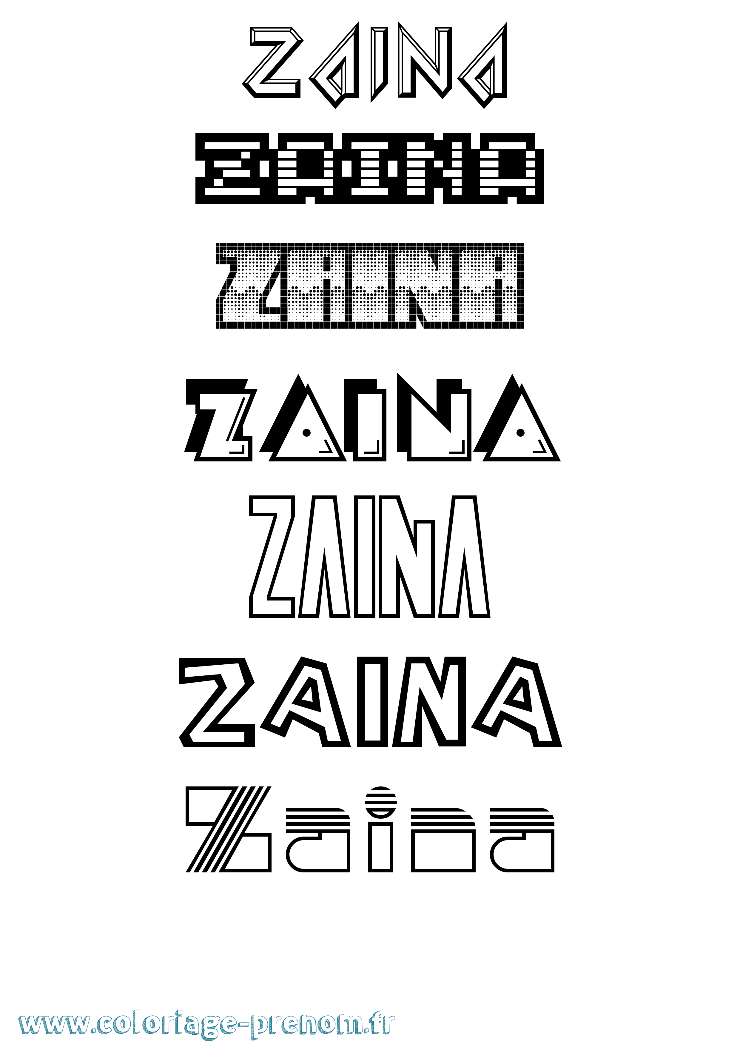 Coloriage prénom Zaina Jeux Vidéos