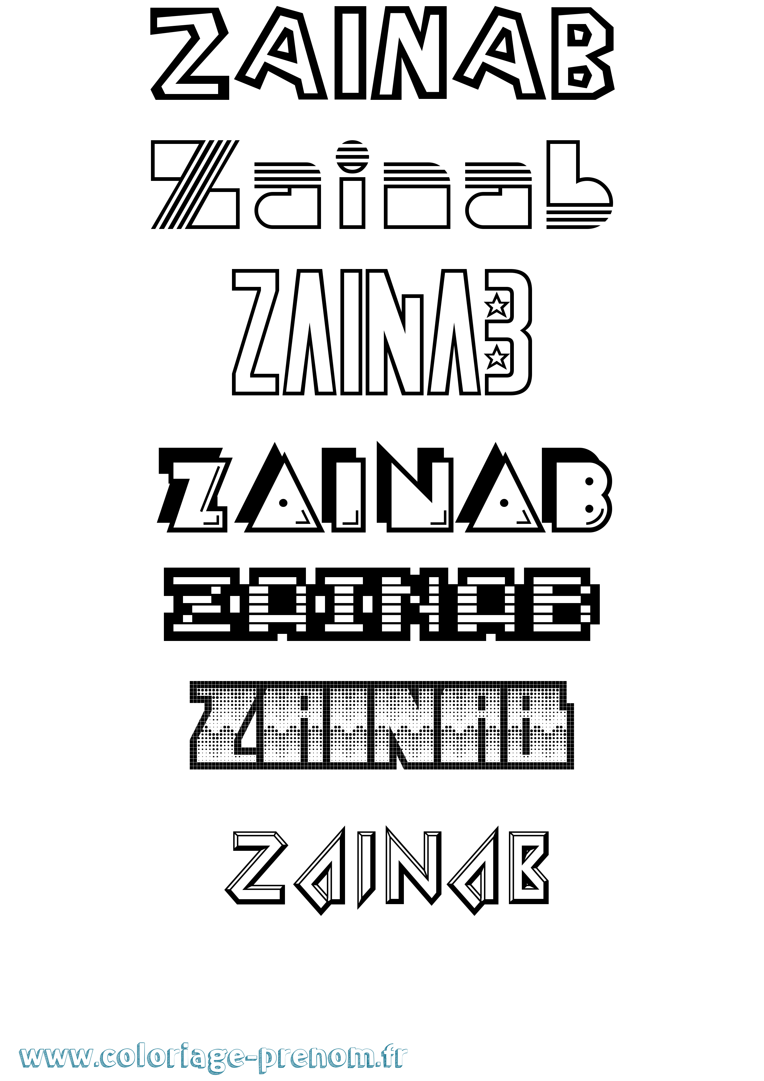 Coloriage prénom Zainab Jeux Vidéos