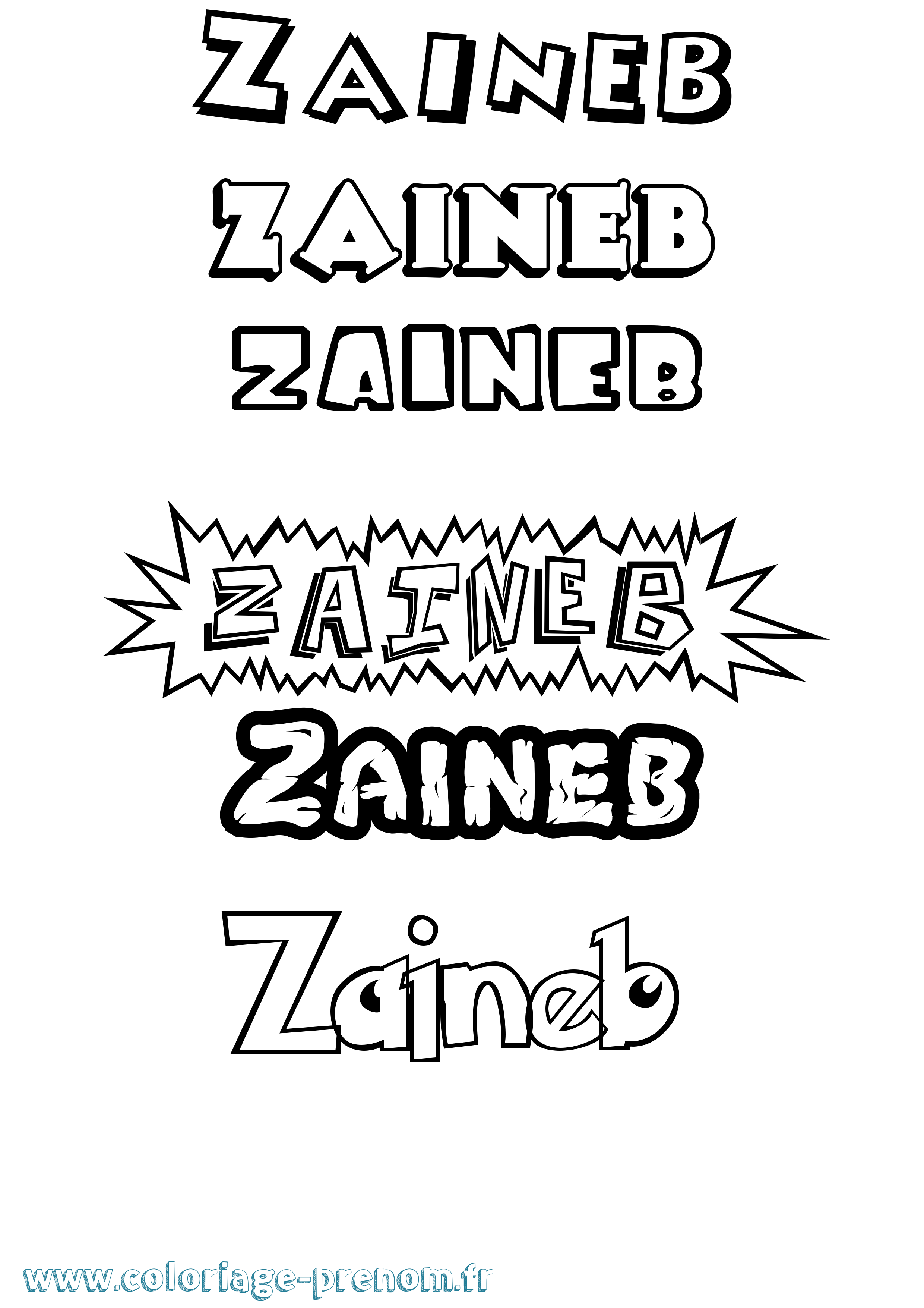 Coloriage prénom Zaineb Dessin Animé