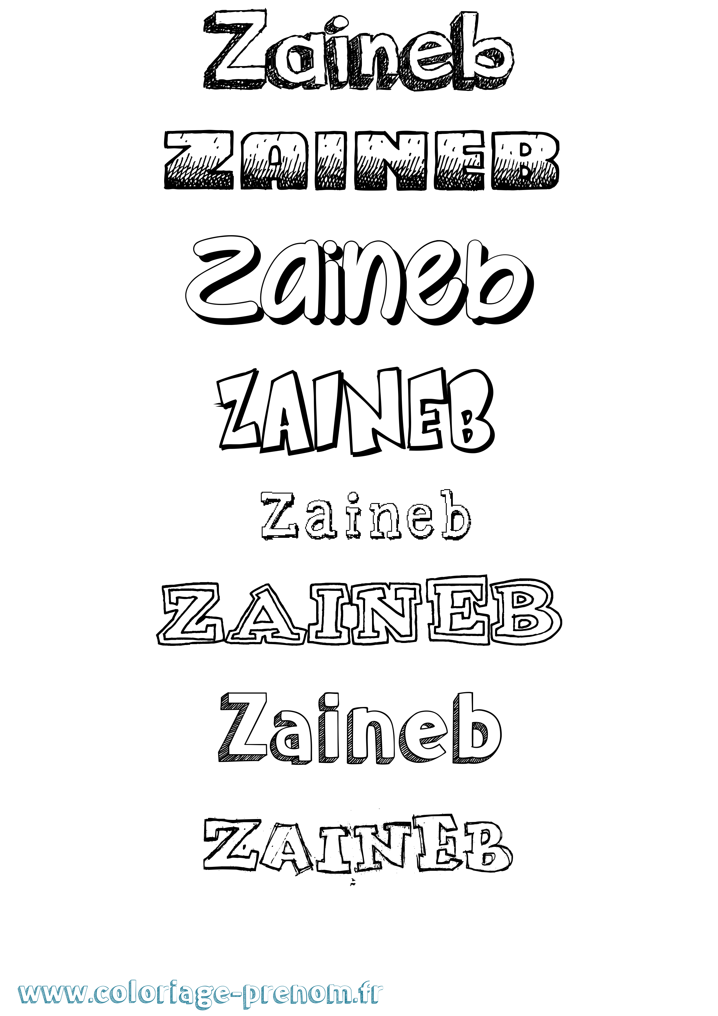 Coloriage prénom Zaineb Dessiné