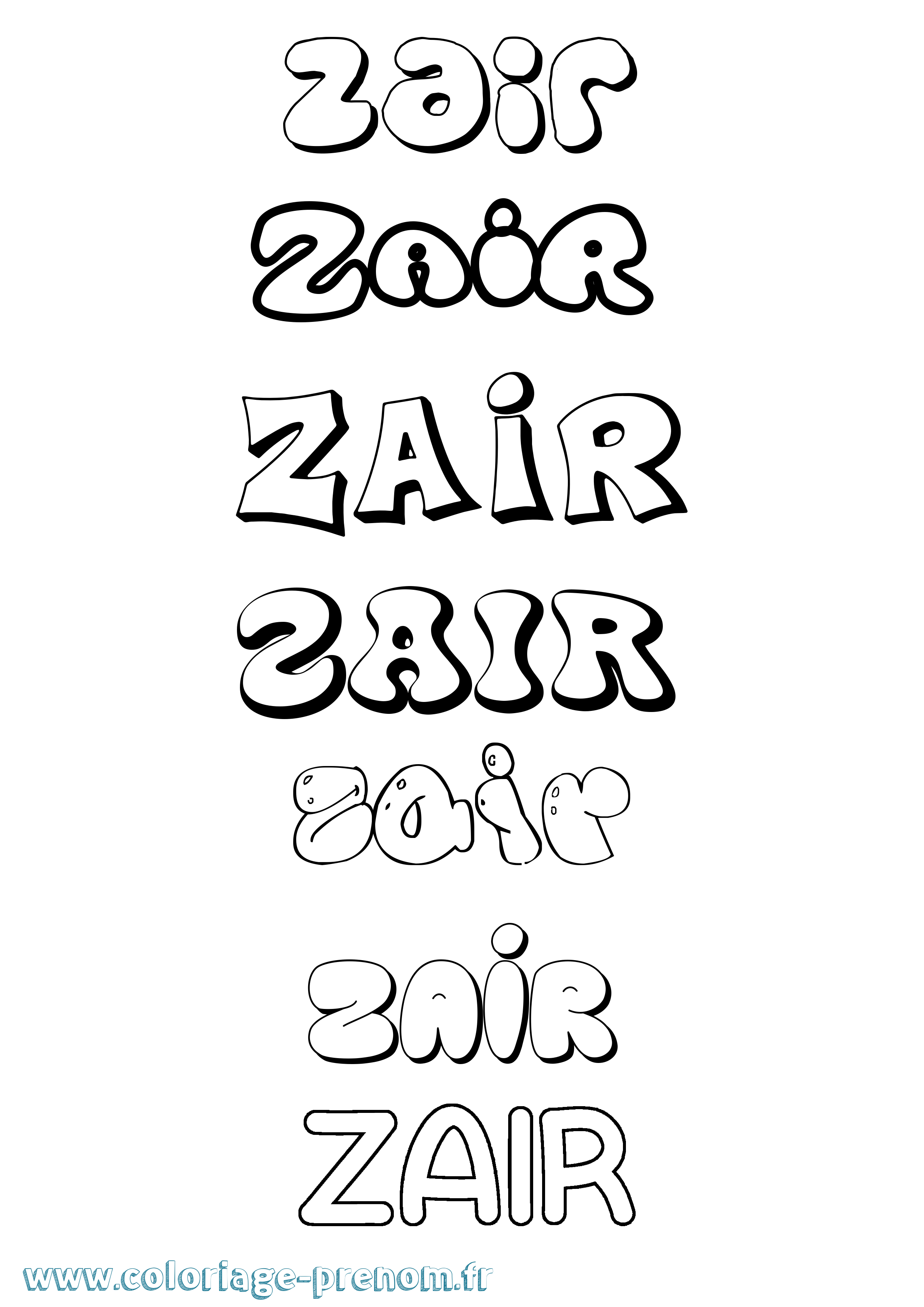 Coloriage Zair Bubble Coloriage prénom Zair Bubble