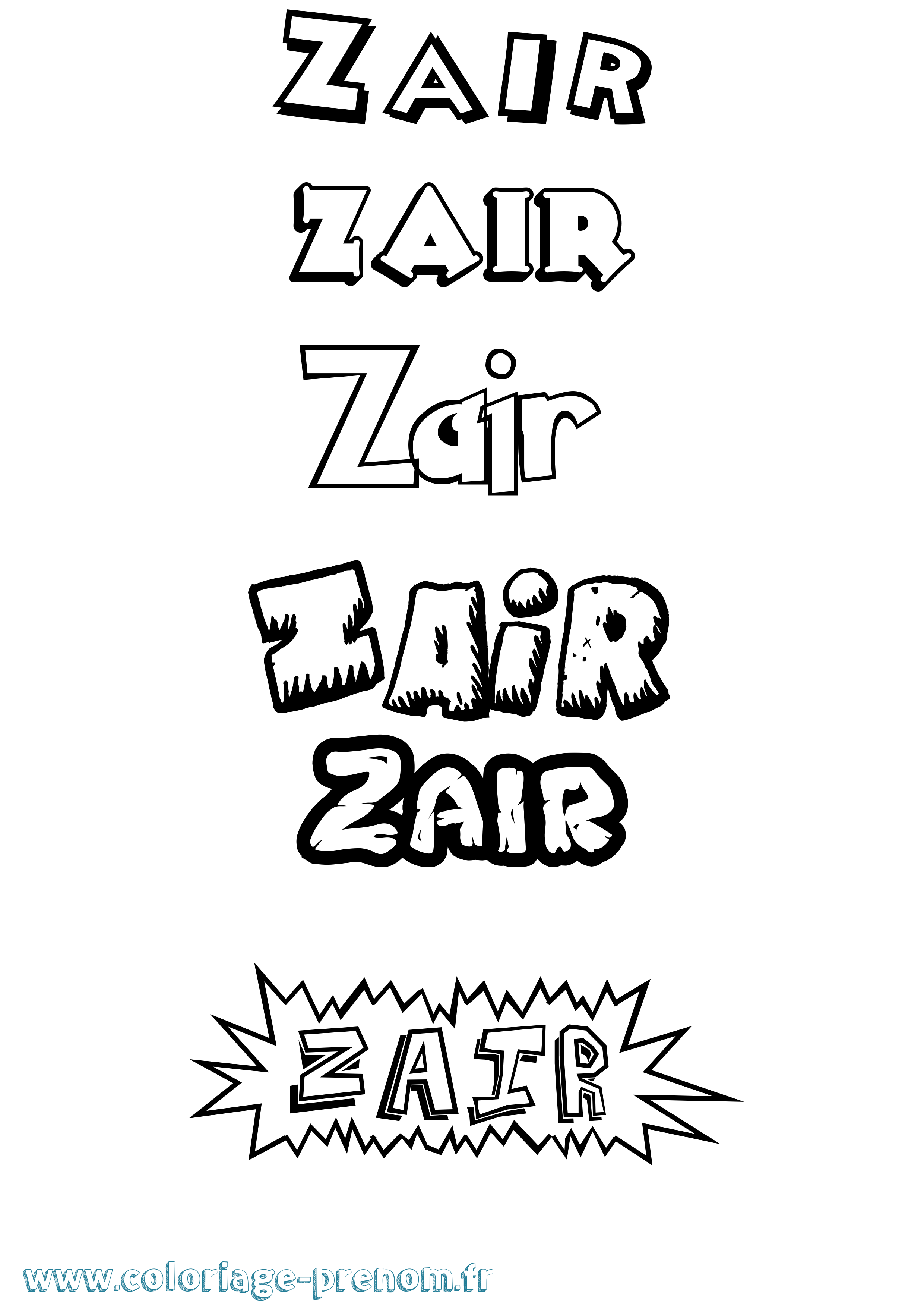 Coloriage Zair Dessin Animé Coloriage prénom Zair Dessin Animé