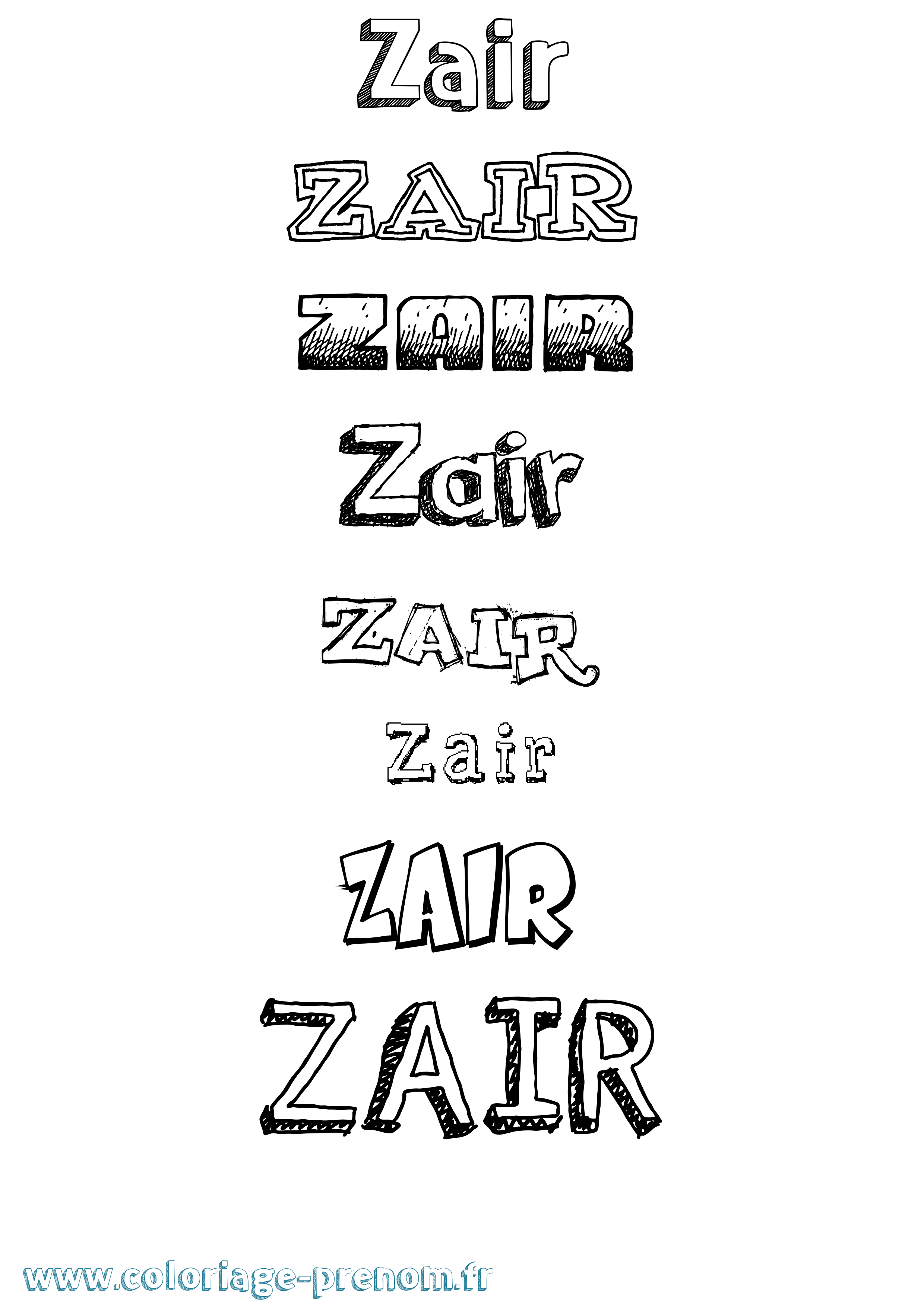 Coloriage Zair Dessiné Coloriage prénom Zair Dessiné