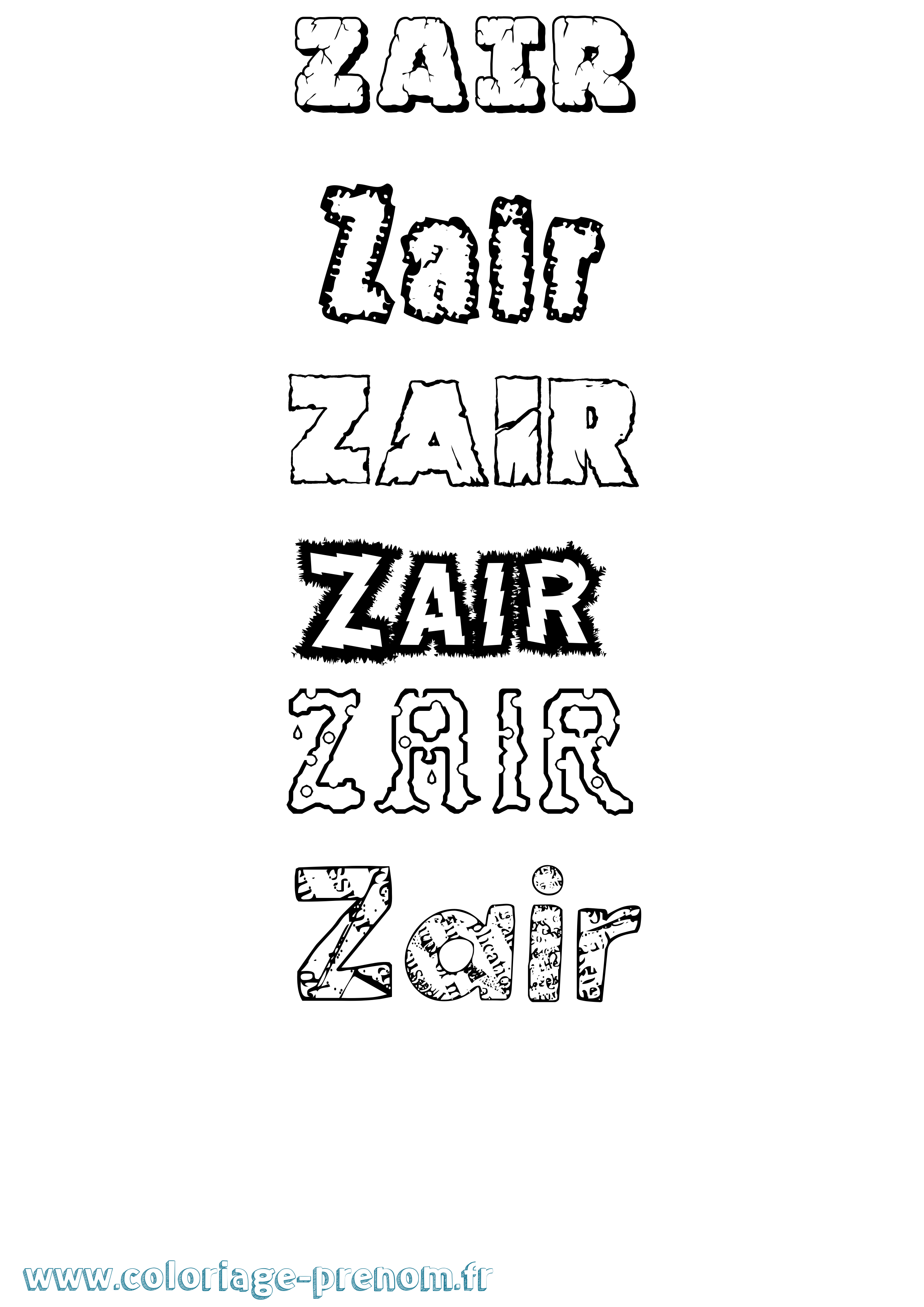 Coloriage Zair Destructuré Coloriage prénom Zair Destructuré