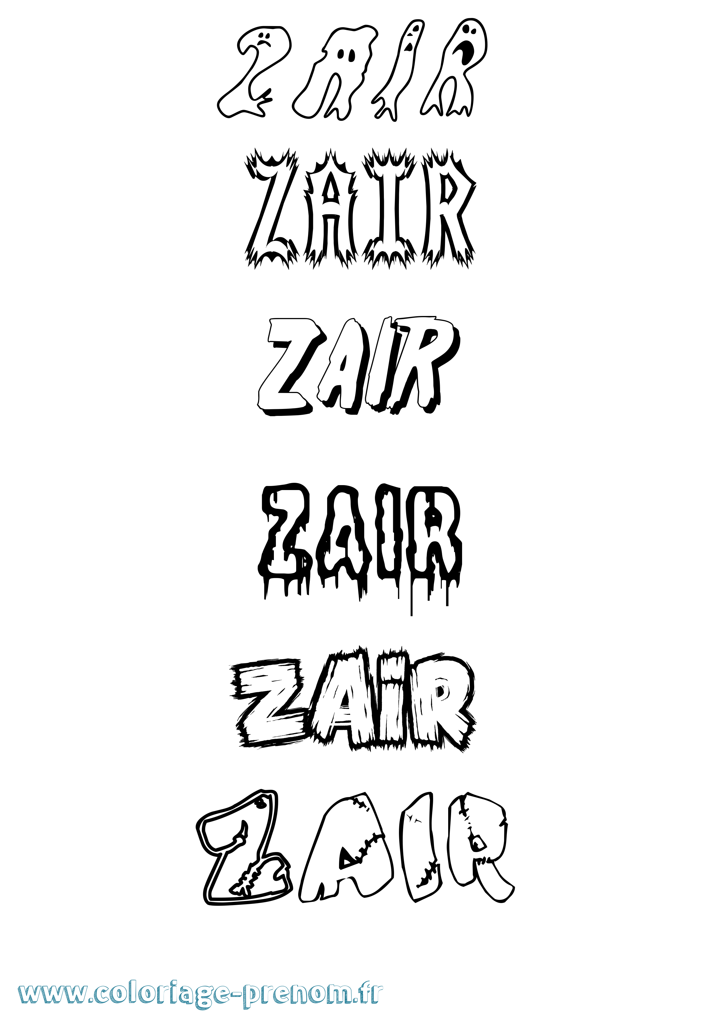 Coloriage Zair Frisson Coloriage prénom Zair Frisson