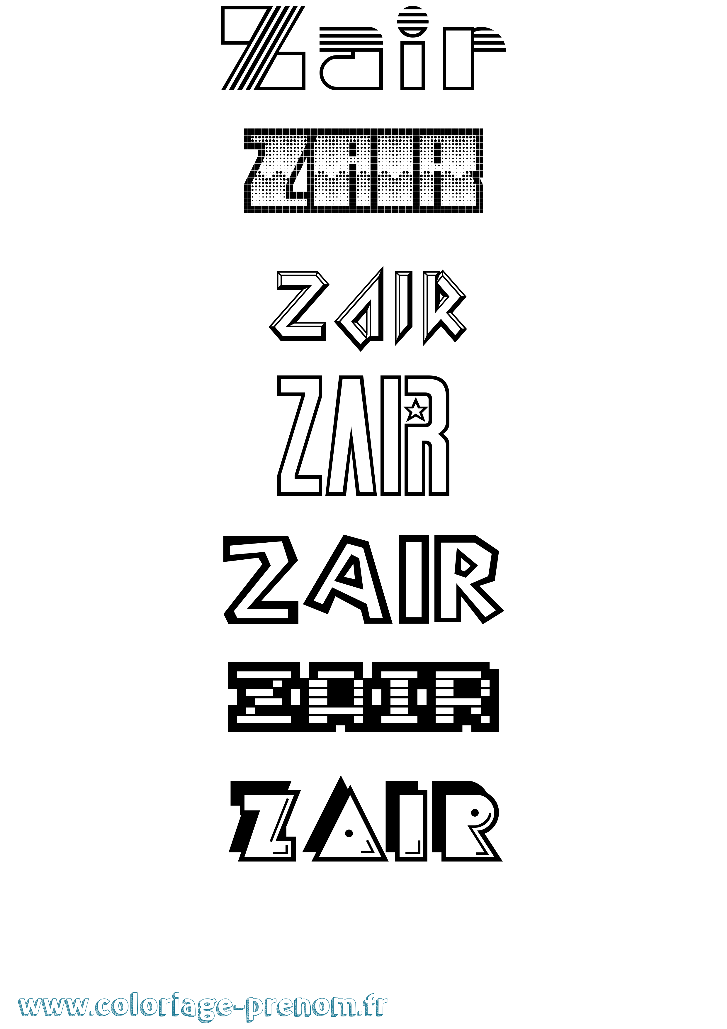 Coloriage Zair Jeux Vidéos Coloriage prénom Zair Jeux Vidéos