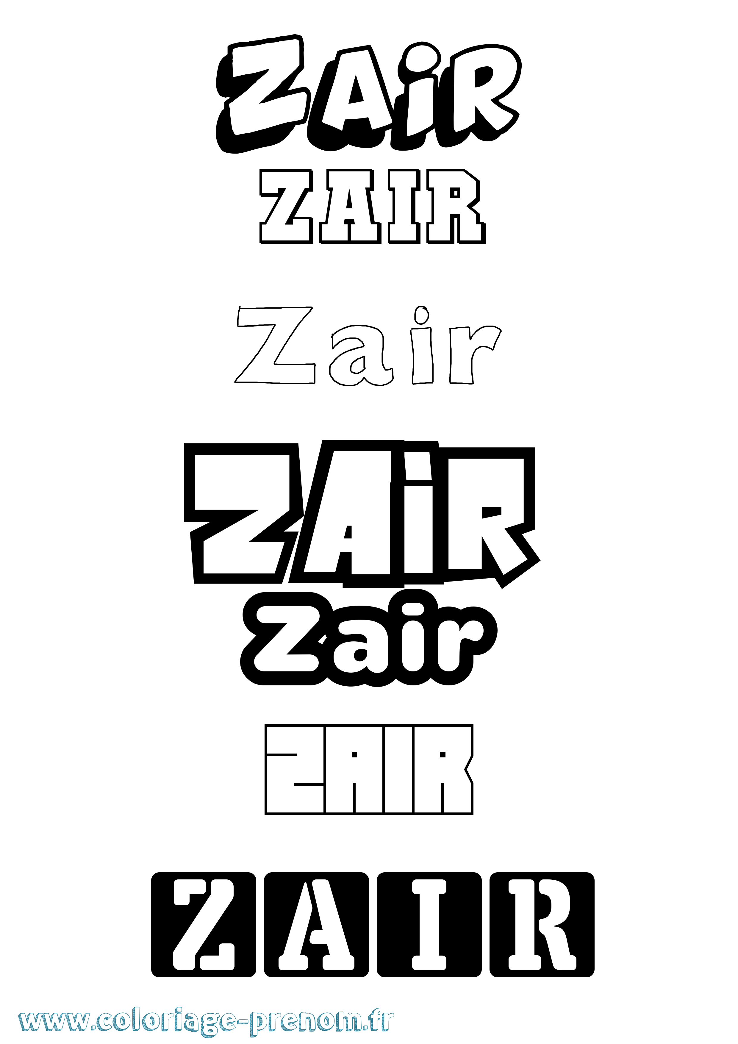 Coloriage prénom Zair Simple