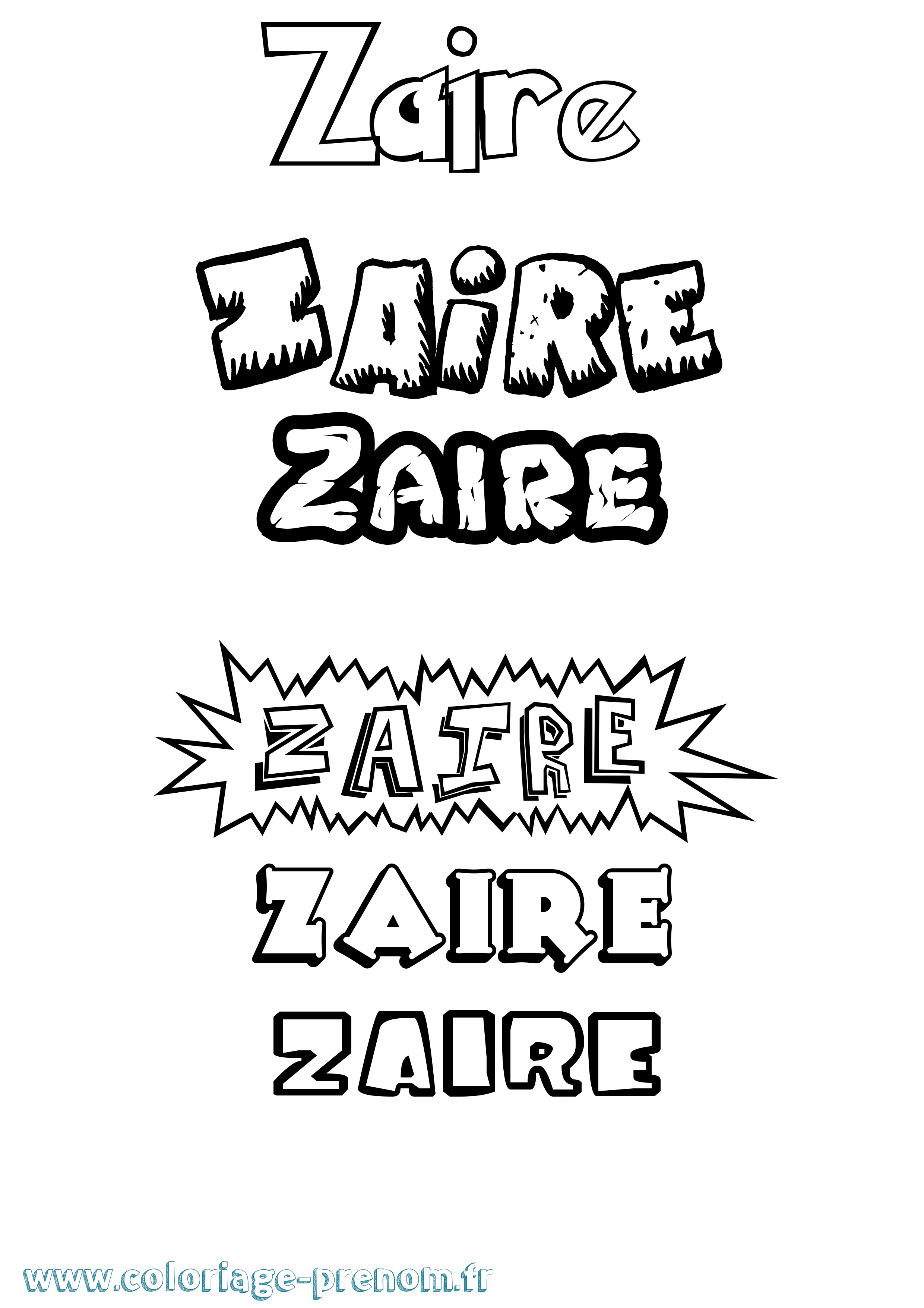 Coloriage Zaire Dessin Animé Coloriage prénom Zaire Dessin Animé