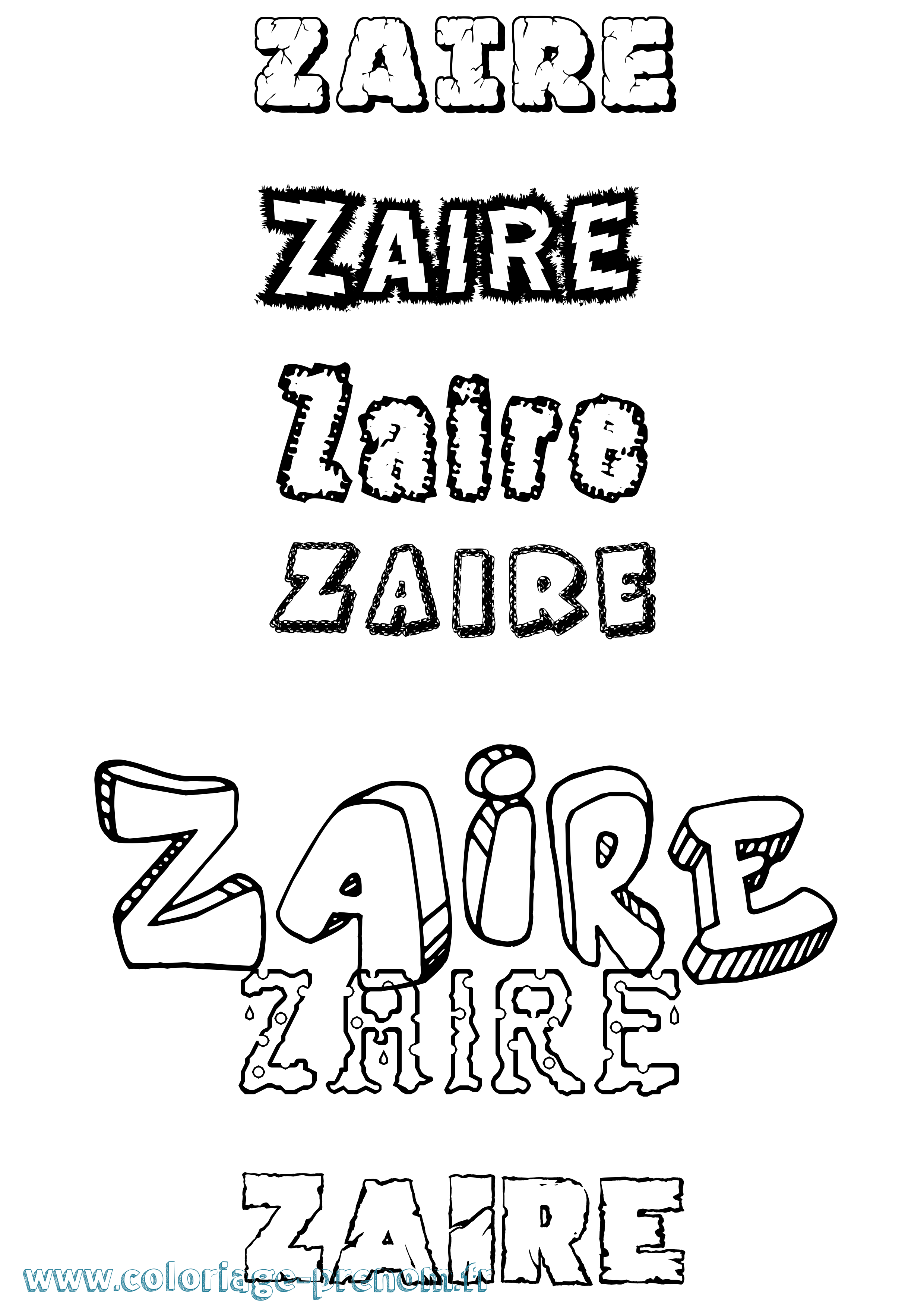 Coloriage Zaire Destructuré Coloriage prénom Zaire Destructuré