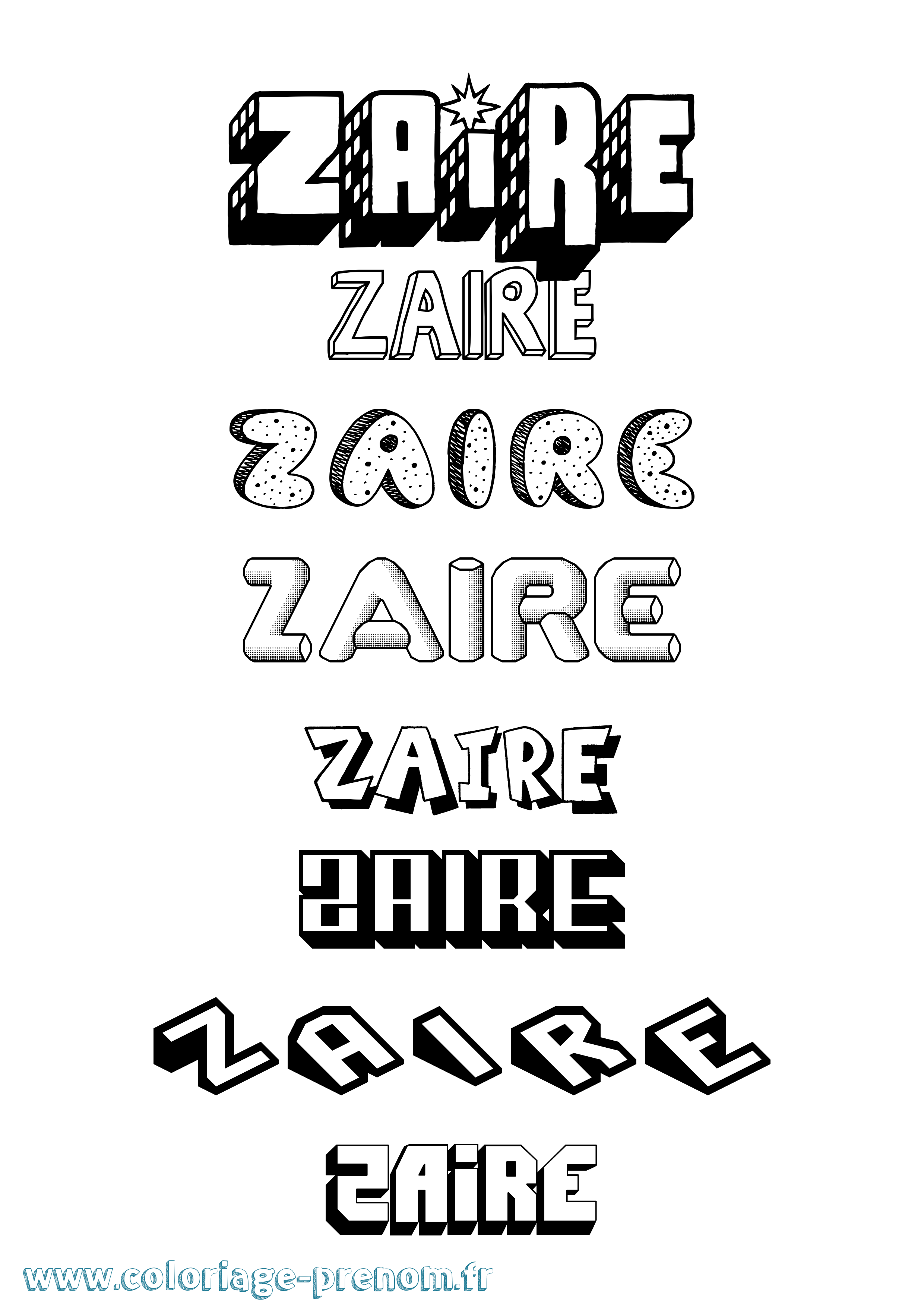 Coloriage Zaire Effet 3D Coloriage prénom Zaire Effet 3D
