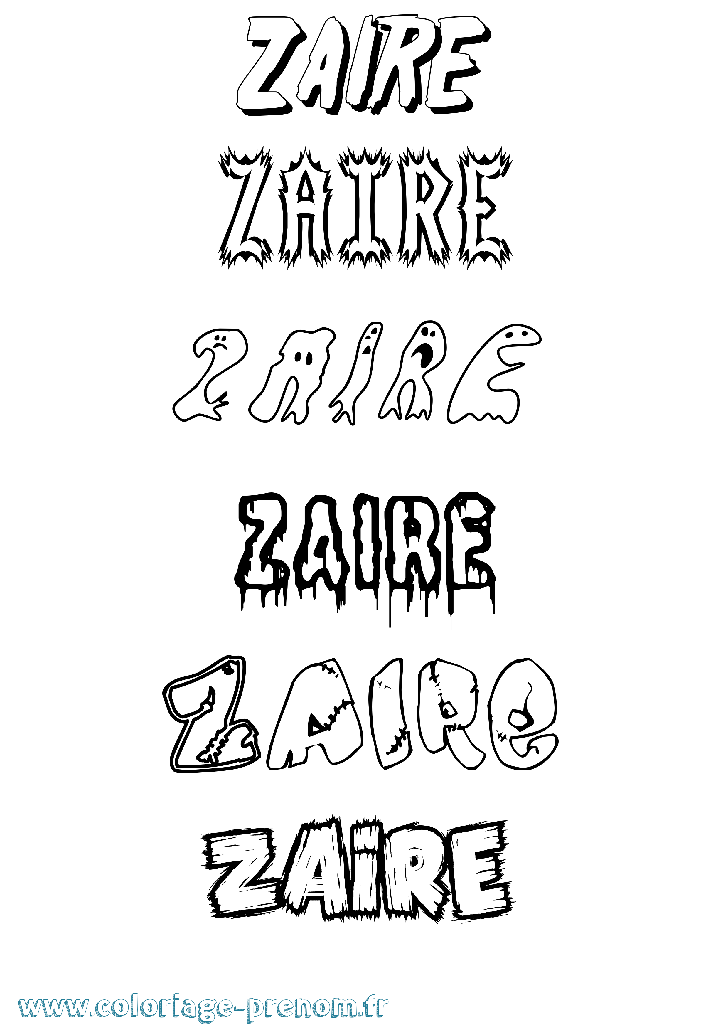 Coloriage Zaire Frisson Coloriage prénom Zaire Frisson