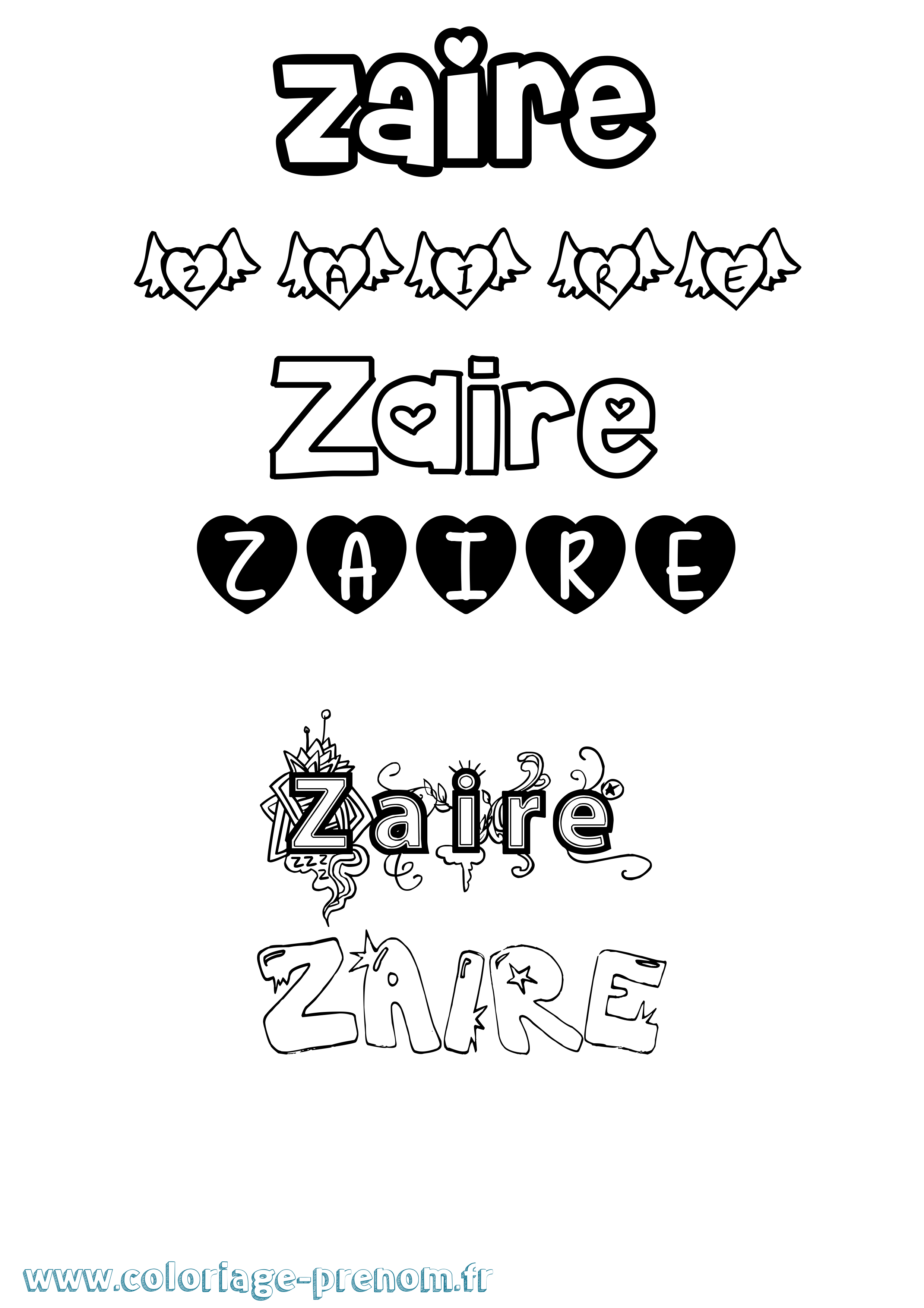 Coloriage Zaire Girly Coloriage prénom Zaire Girly