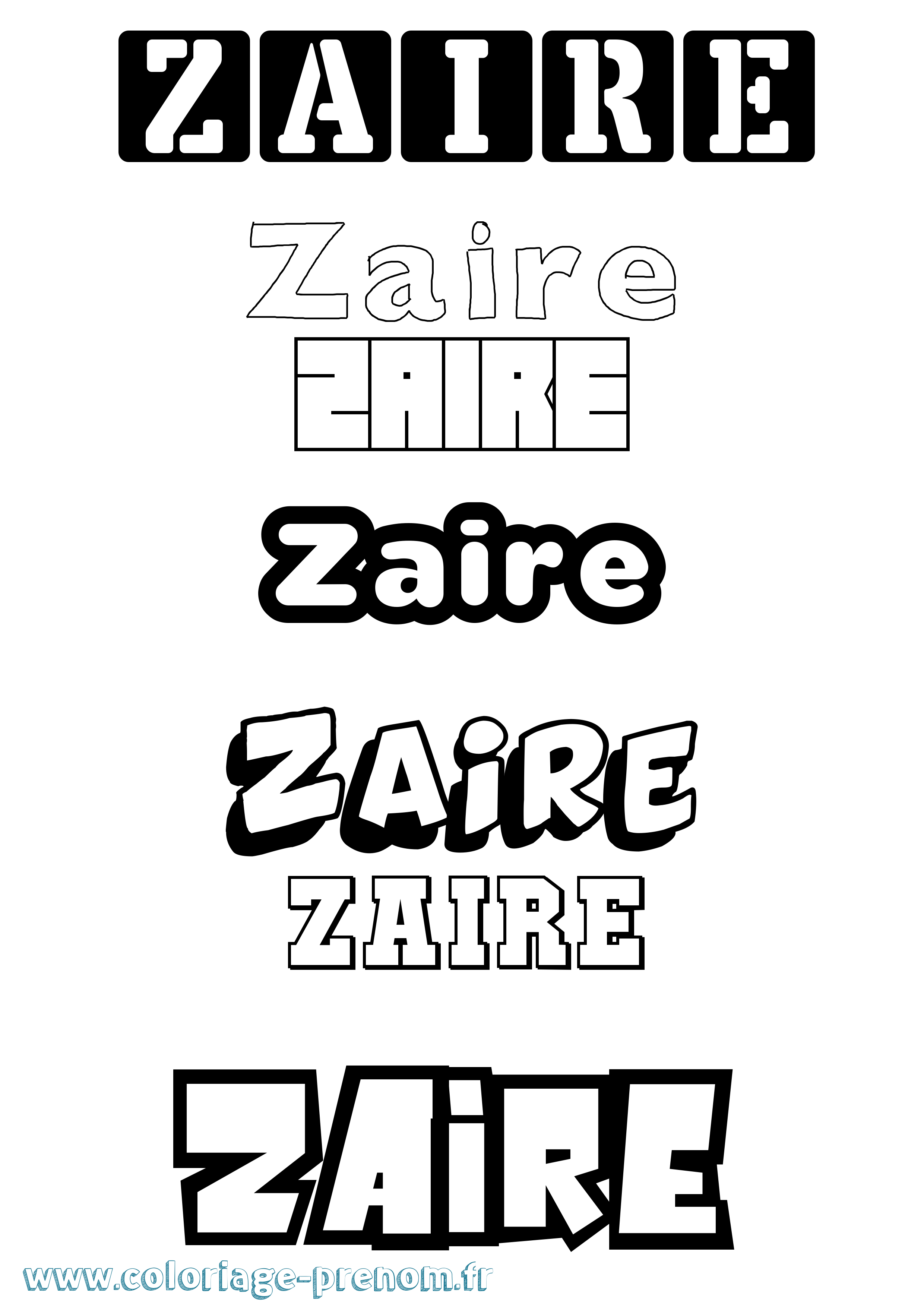 Coloriage Zaire Simple Coloriage prénom Zaire Simple