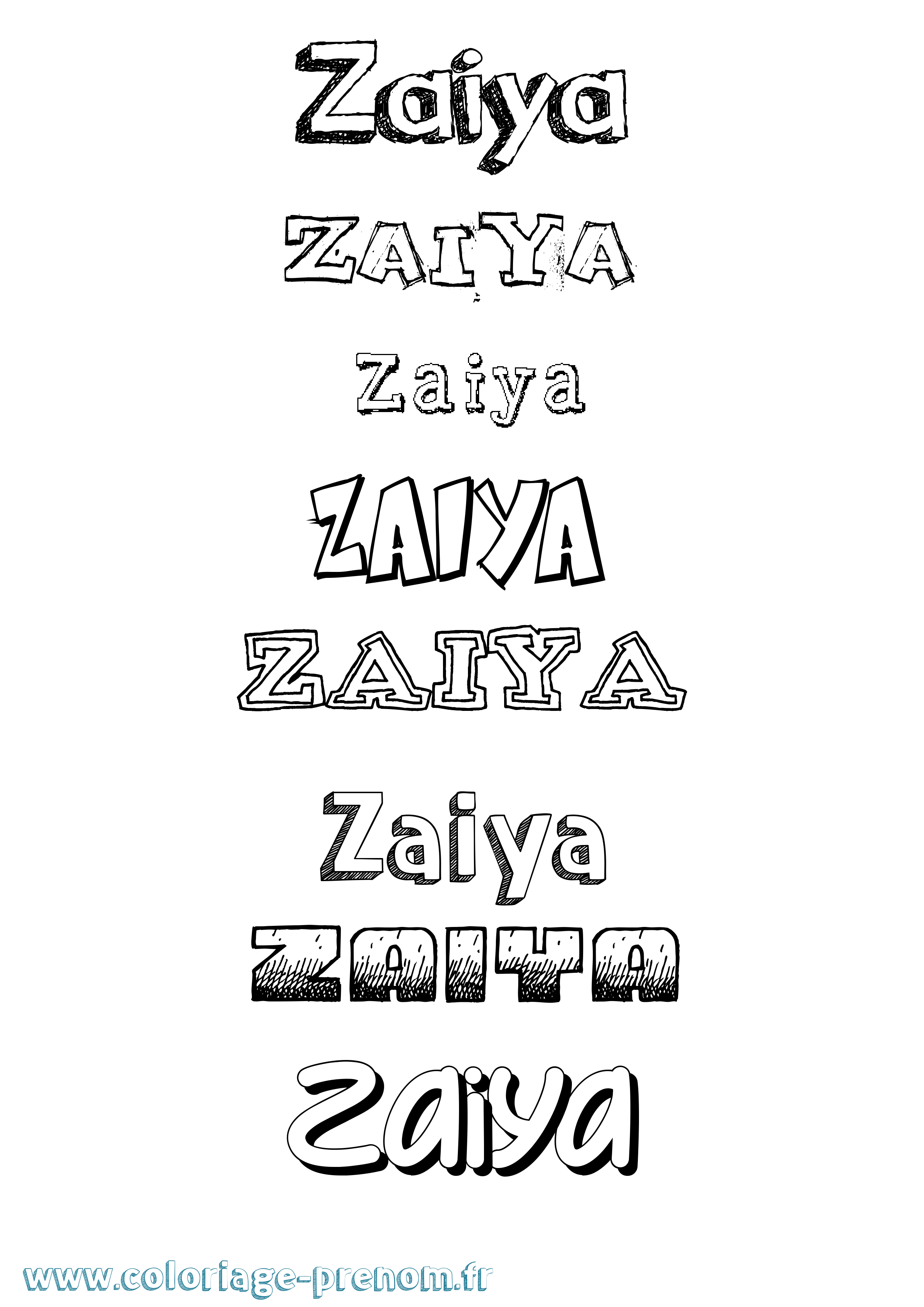 Coloriage prénom Zaiya Dessiné
