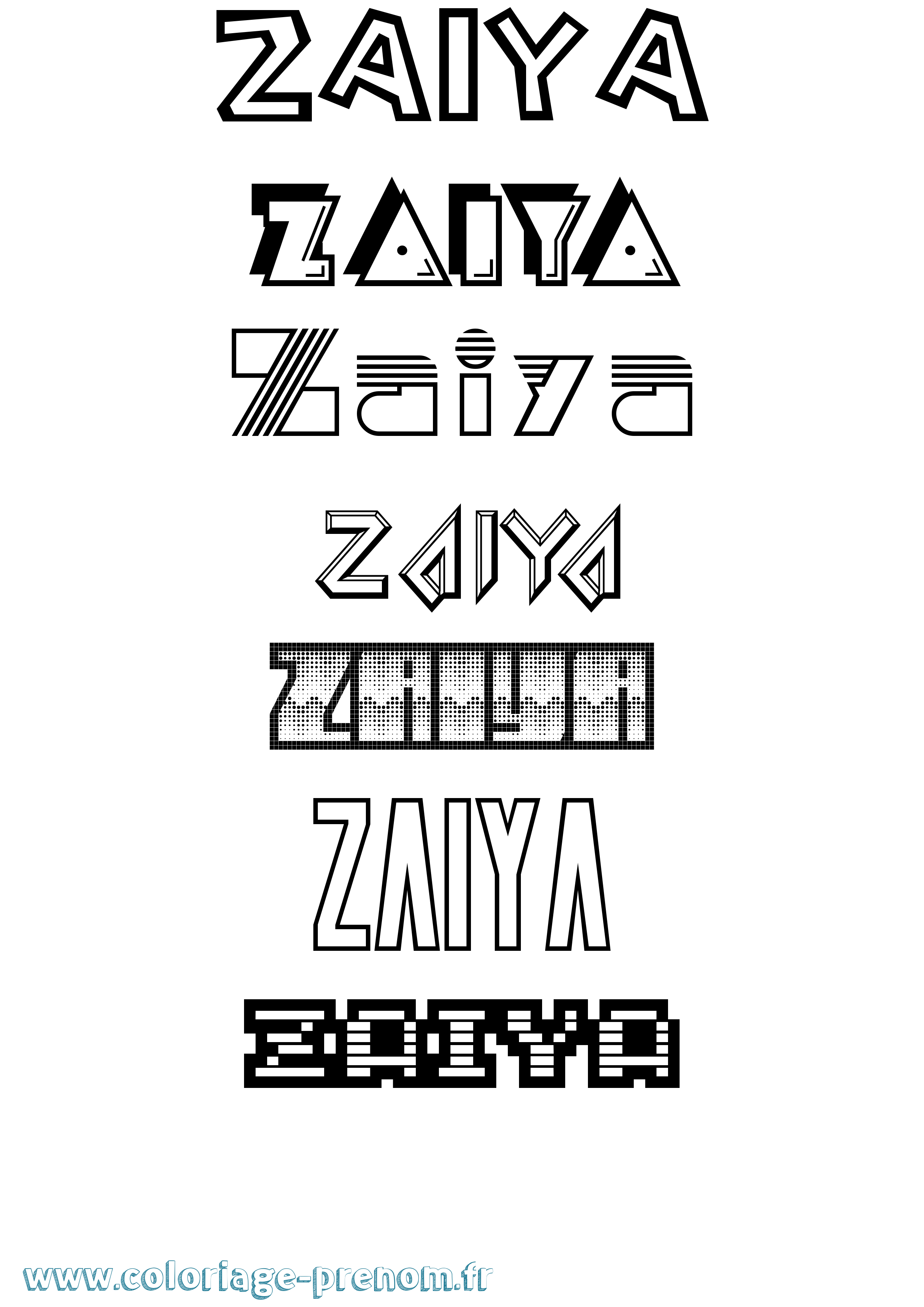 Coloriage prénom Zaiya Jeux Vidéos