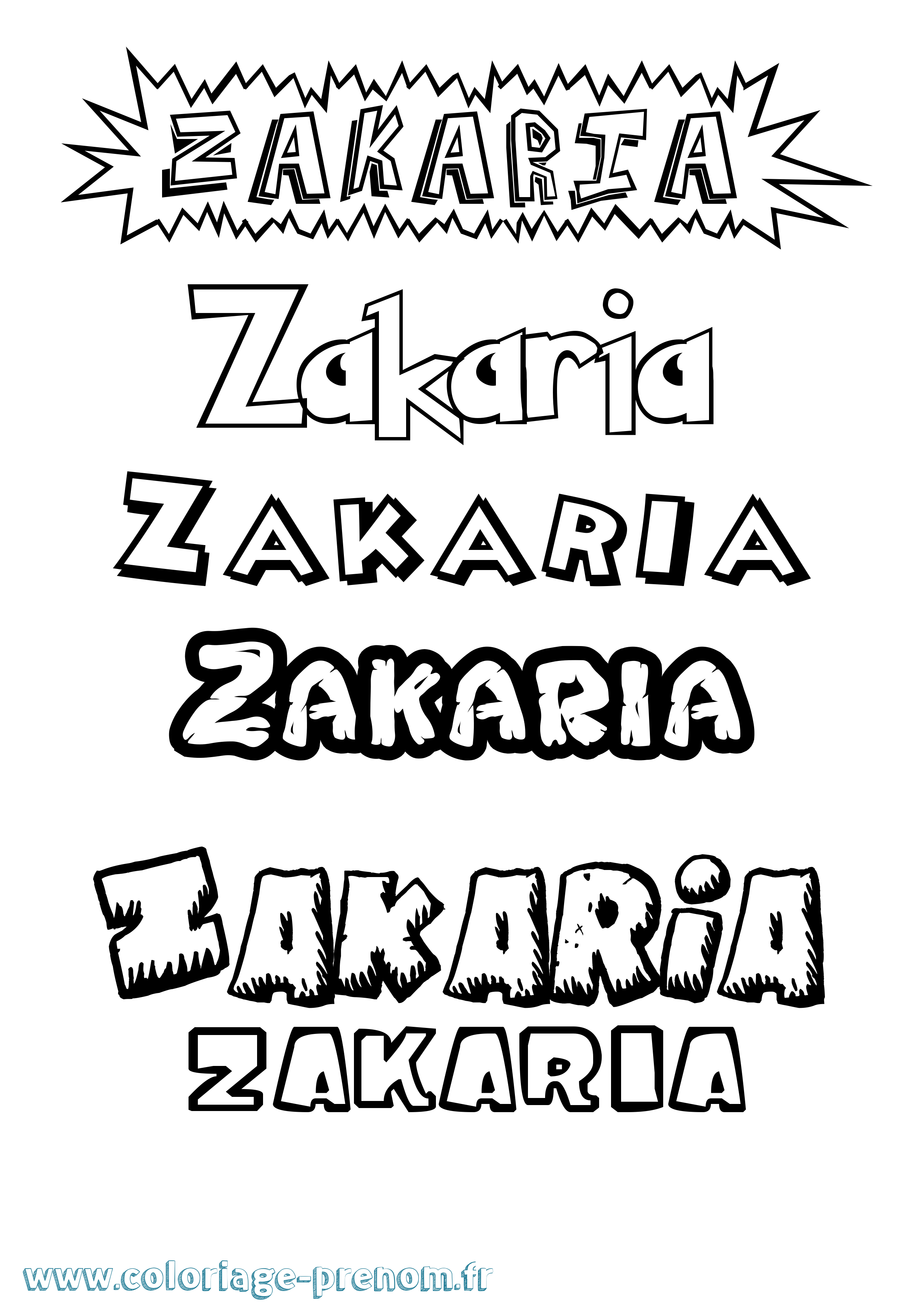 Coloriage prénom Zakaria Dessin Animé
