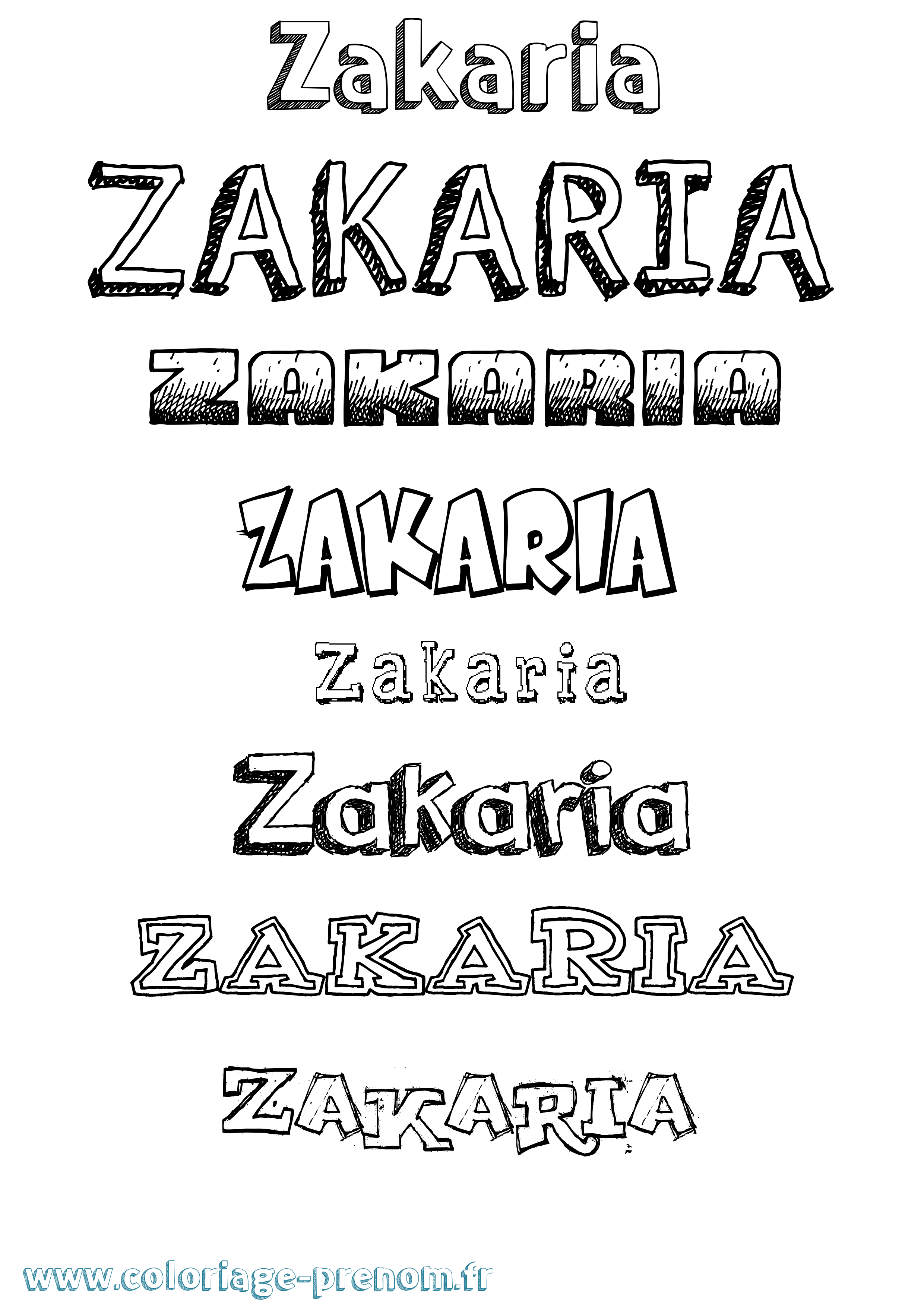 Coloriage prénom Zakaria Dessiné