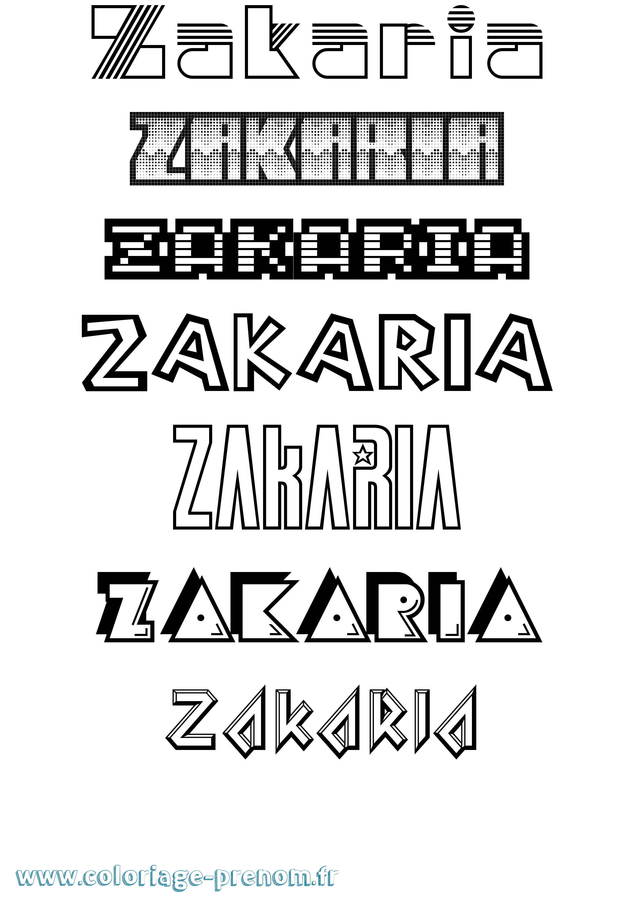 Coloriage prénom Zakaria