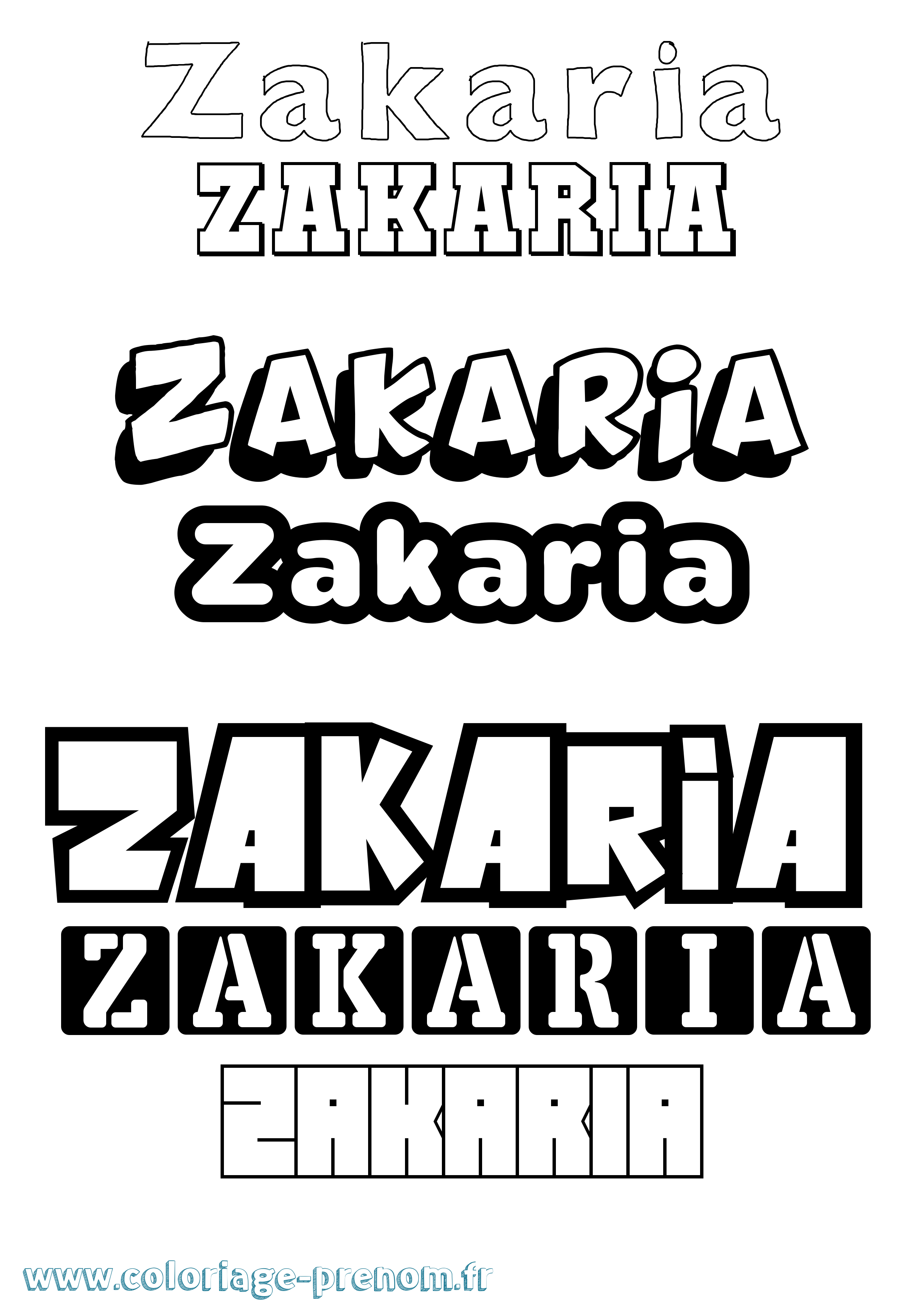 Coloriage prénom Zakaria Simple