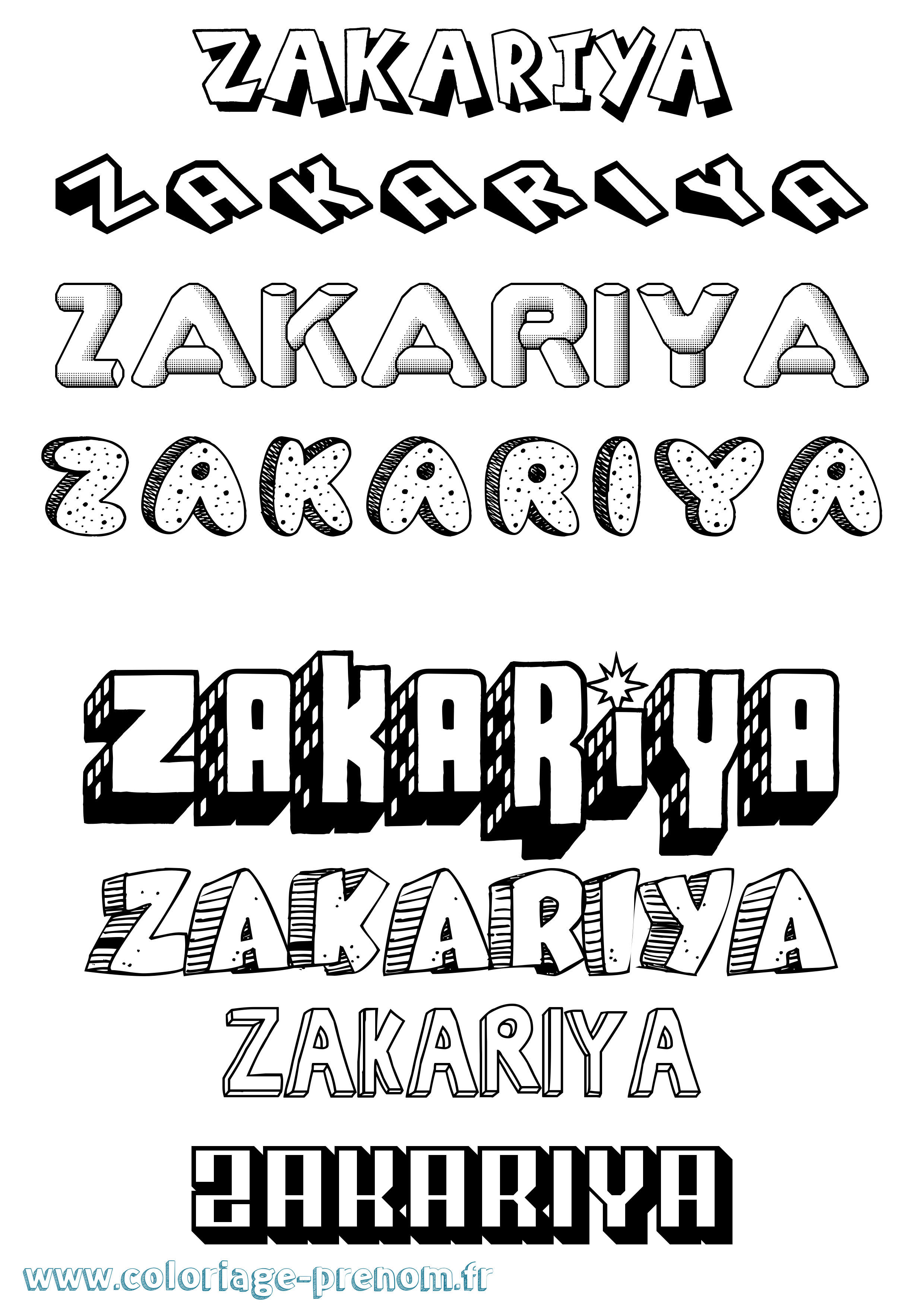 Coloriage prénom Zakariya