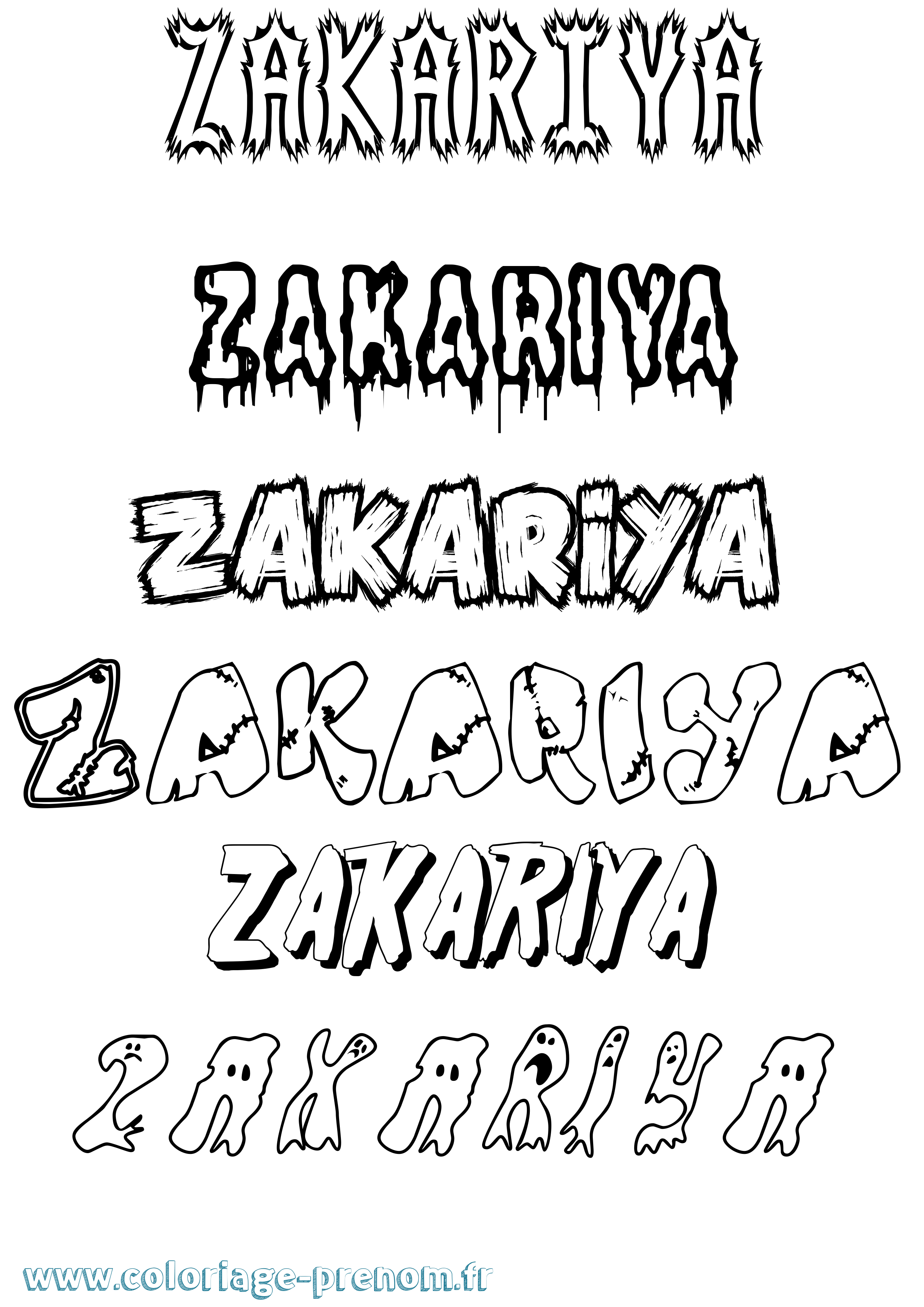 Coloriage prénom Zakariya