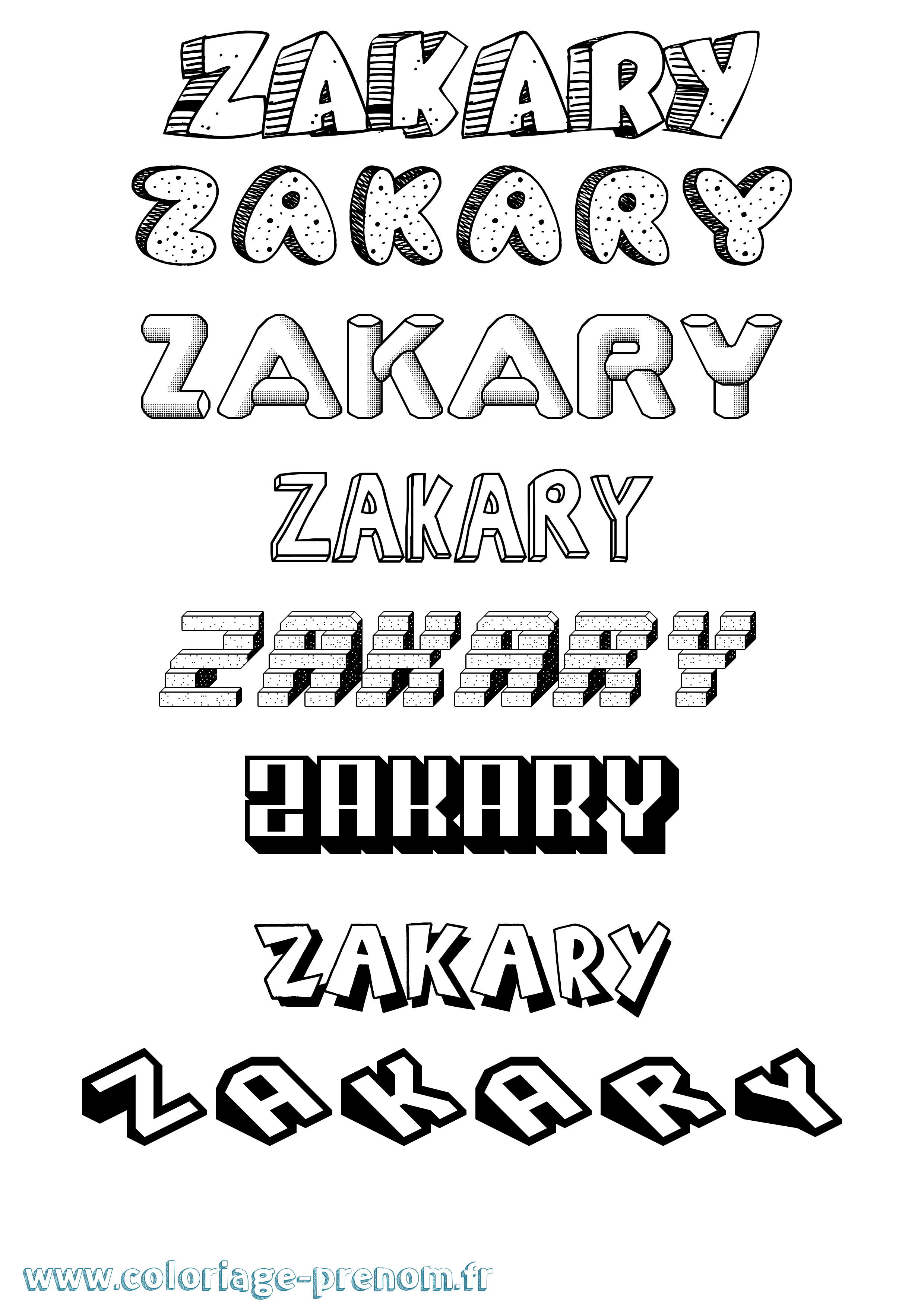 Coloriage prénom Zakary