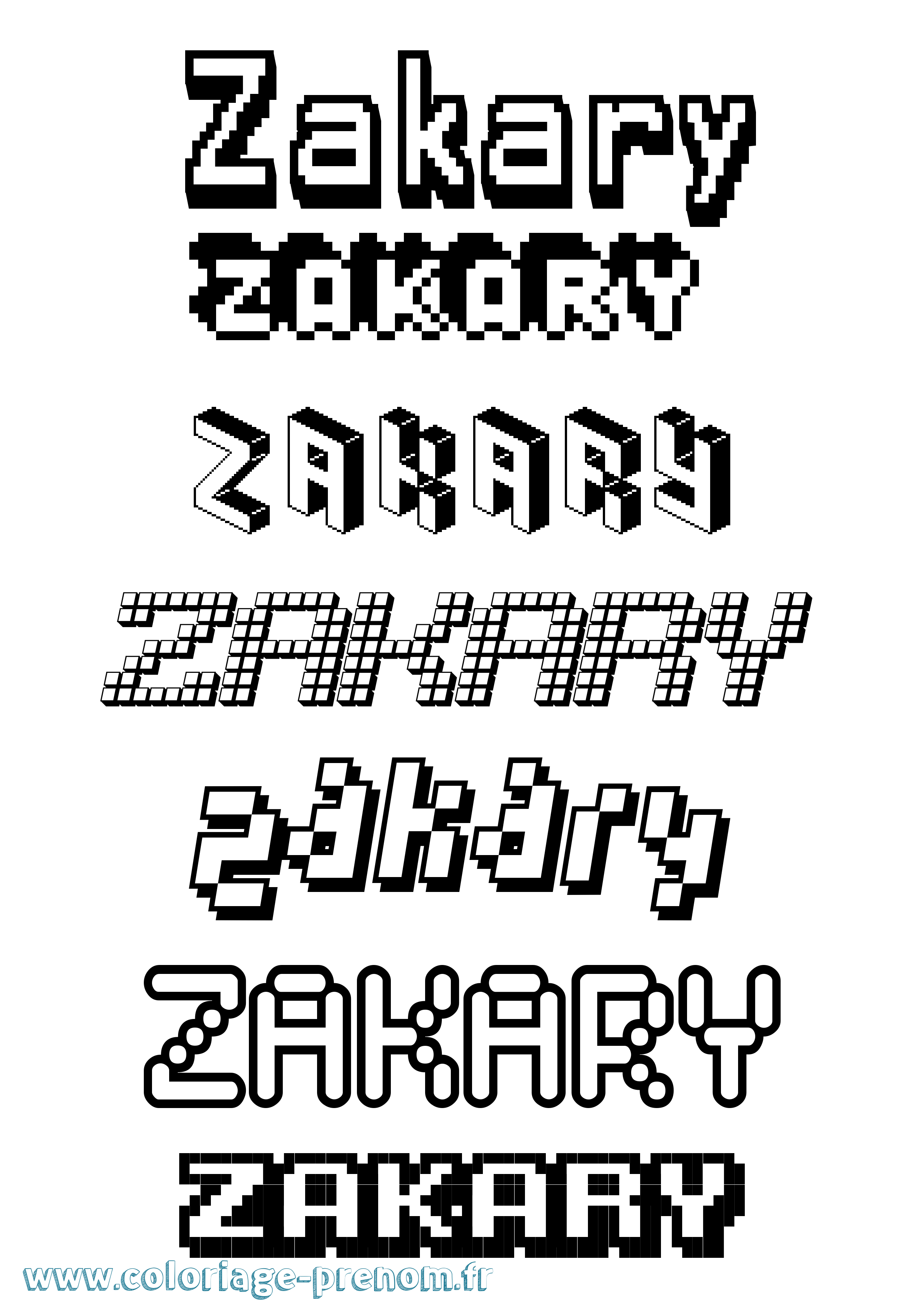 Coloriage prénom Zakary