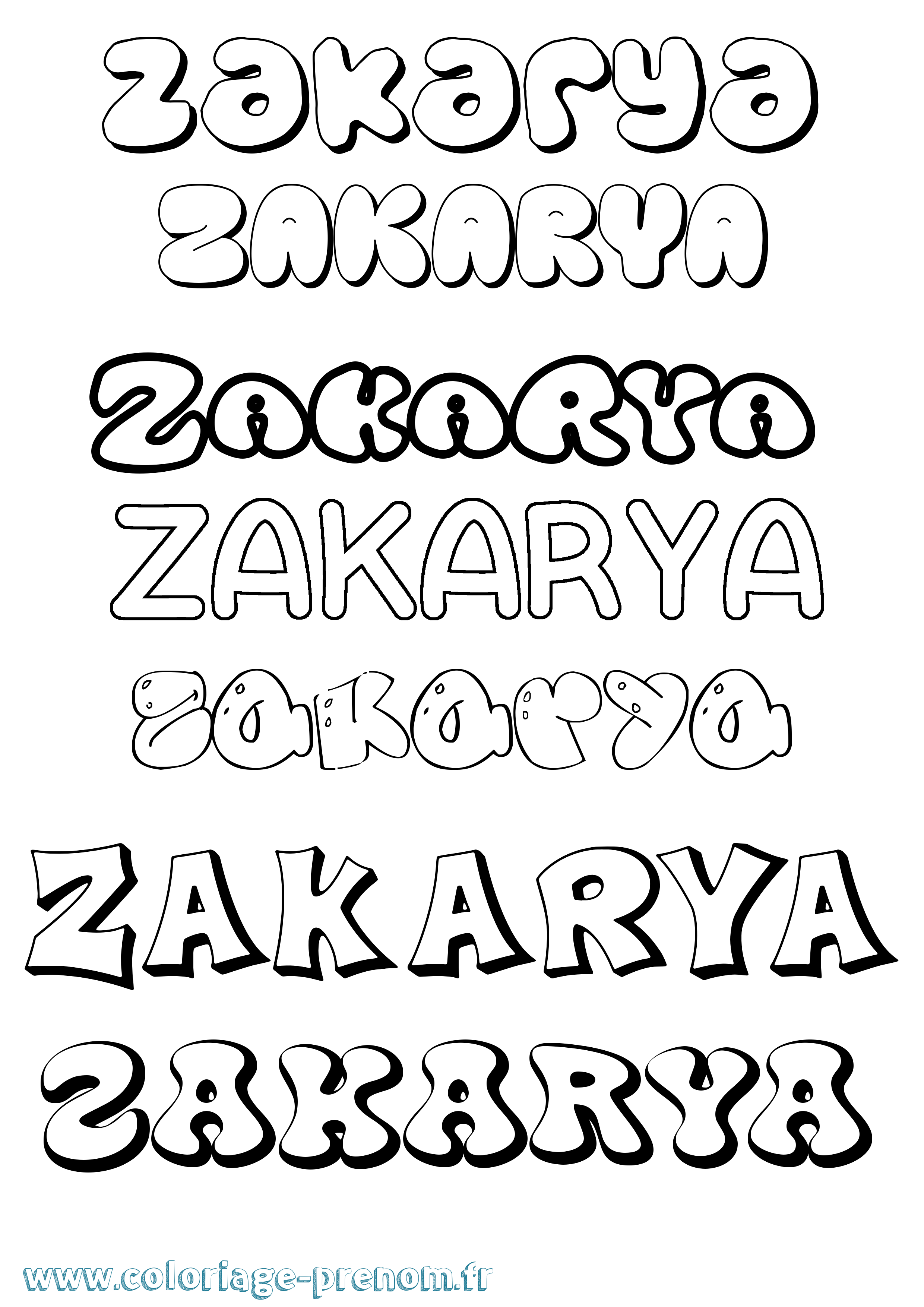 Coloriage Zakarya Coloriage prénom Zakarya